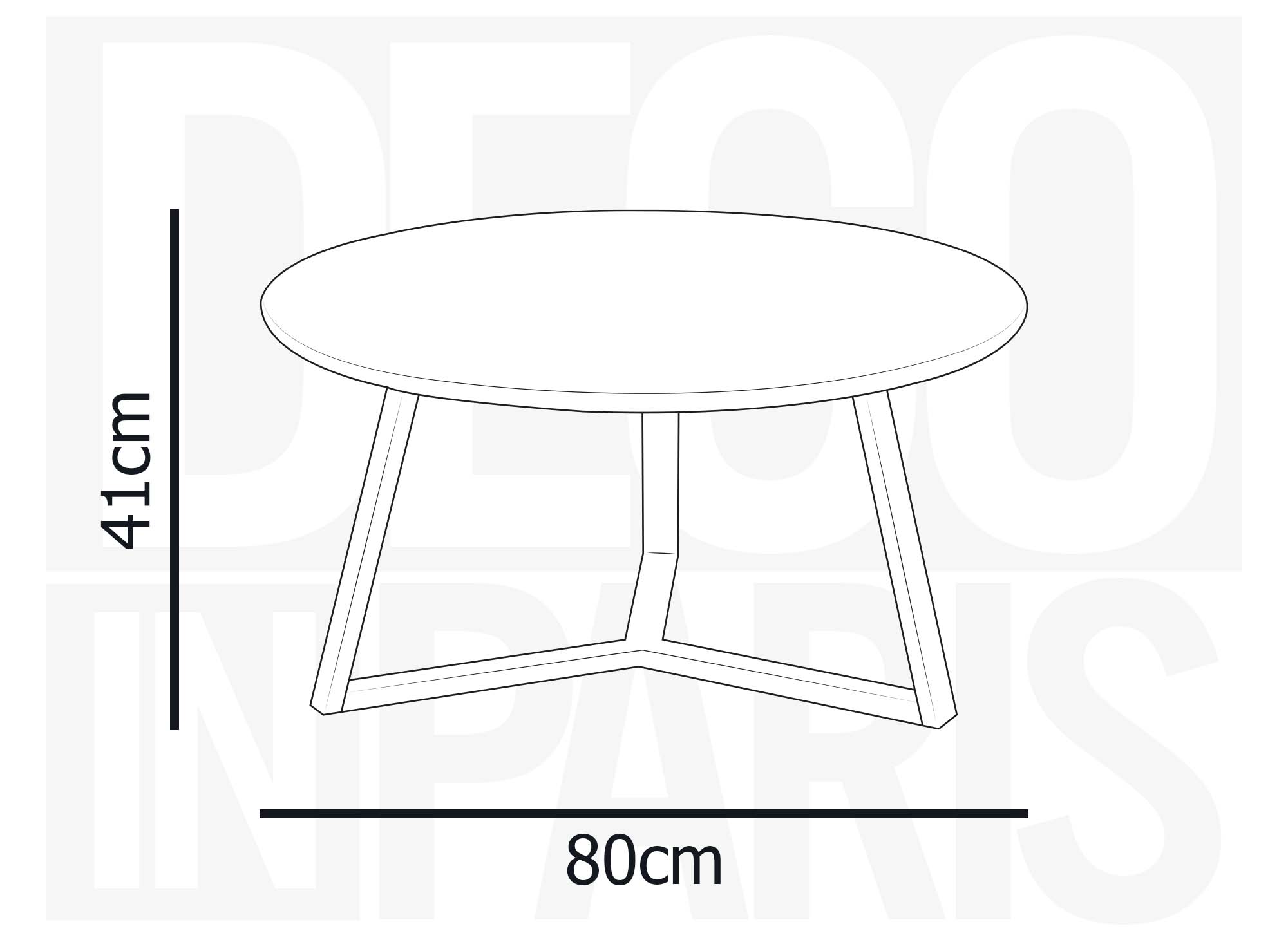 Table basse ronde en bois et pieds en métal noir ANYA