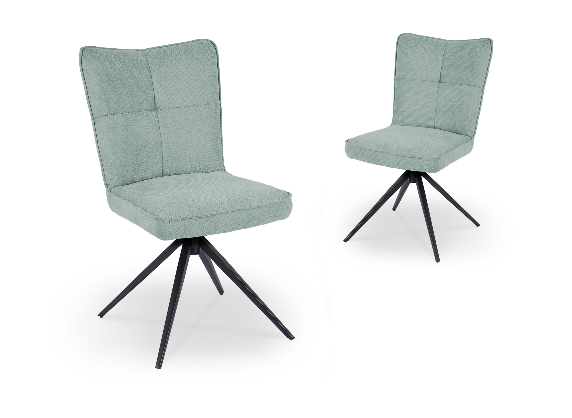 Lot de 2 chaises pivotantes en tissu vert  d'eau FELICIE