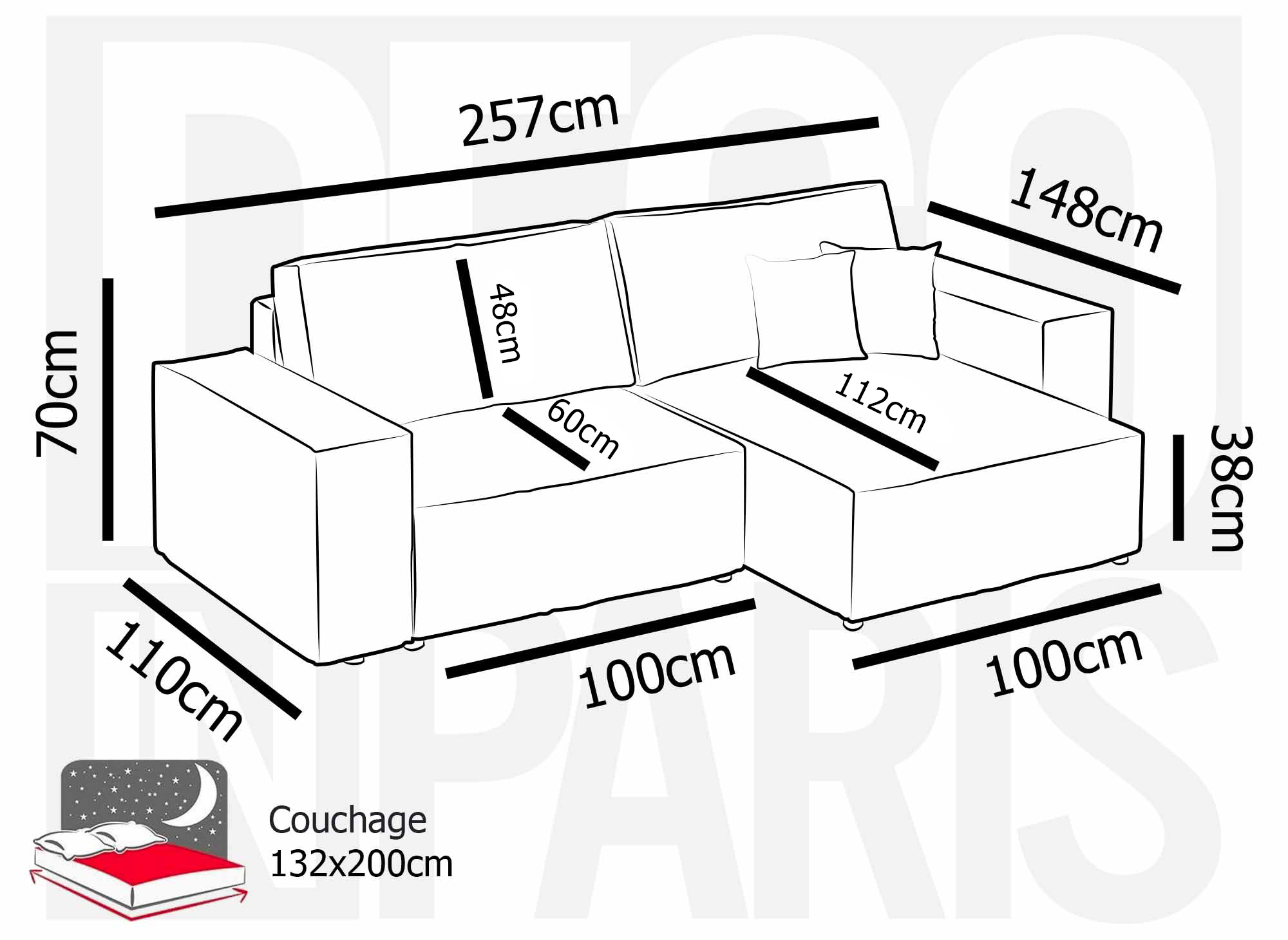 Canapé d'angle convertible et réversible avec coffre en velours côtelé beige JADE MINI