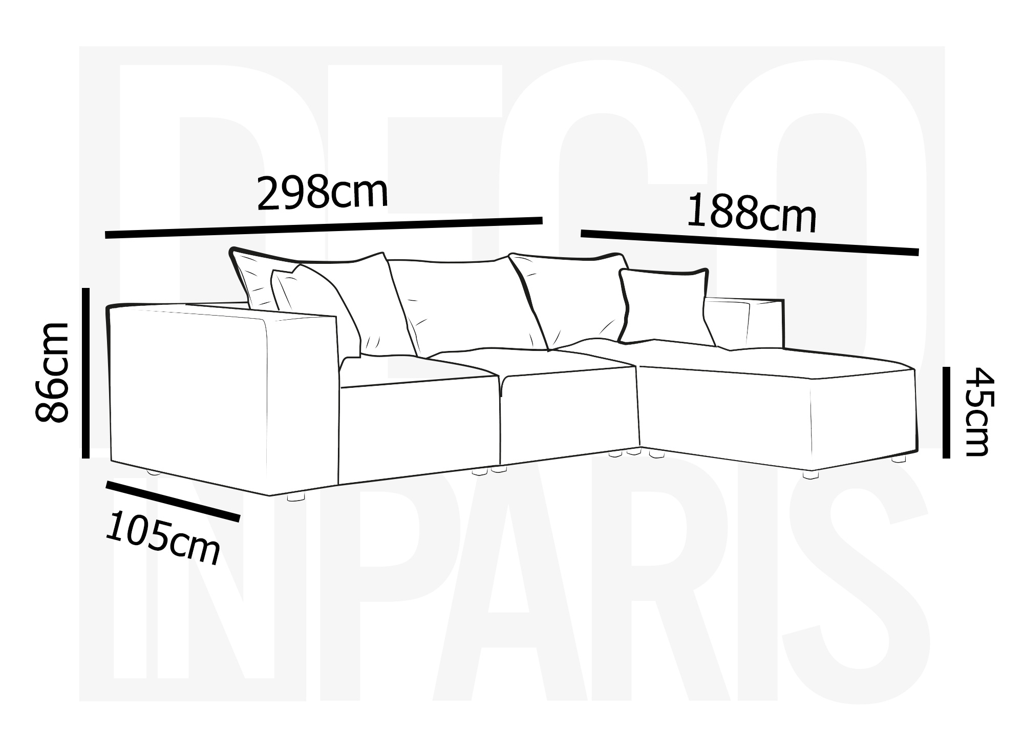 Canapé d'angle modulable en velours côtelé épais beige HARLEM