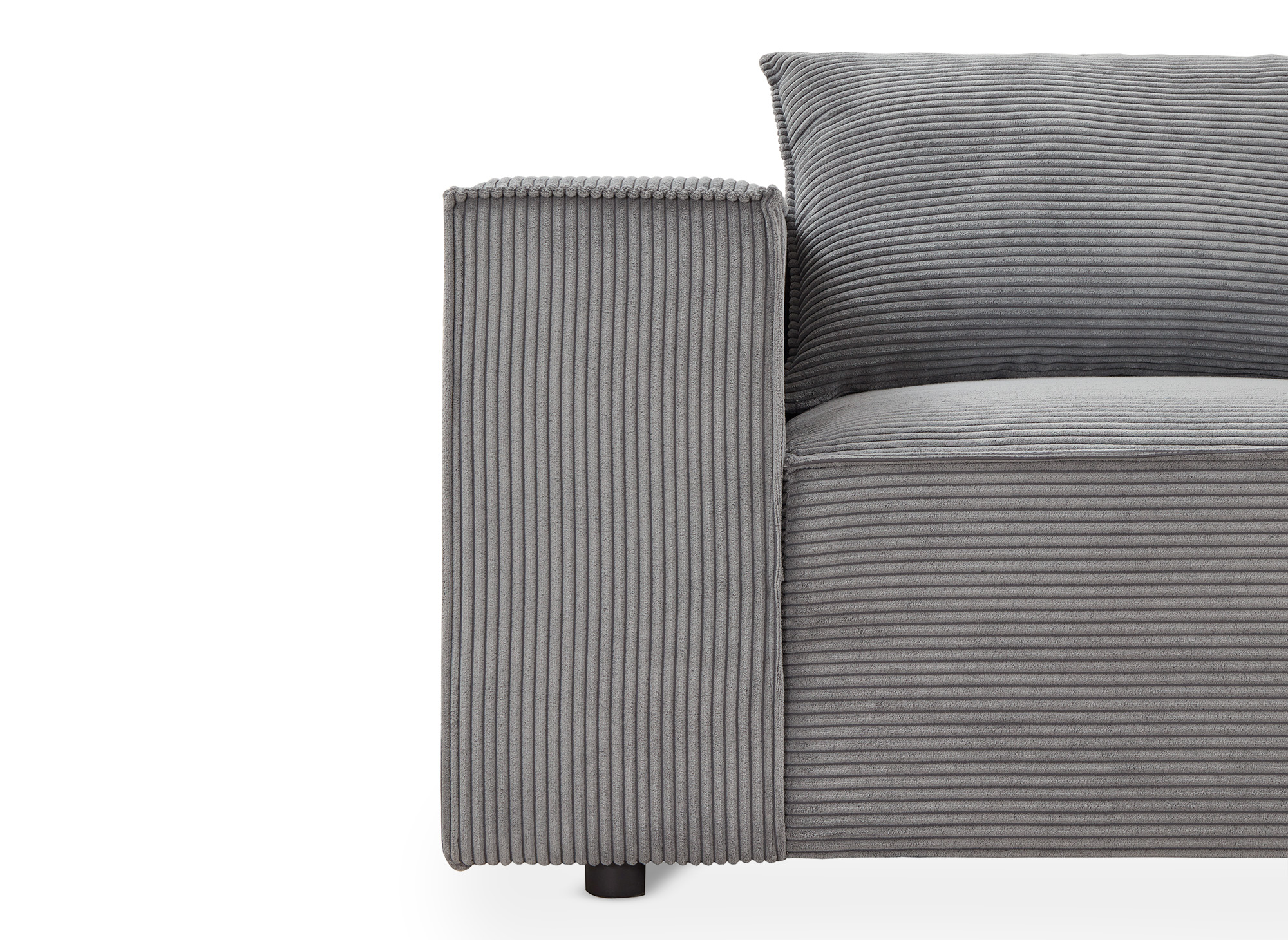 Canapé d'angle modulable avec 1 pouf en velours côtelé épais gris HARLEM XL