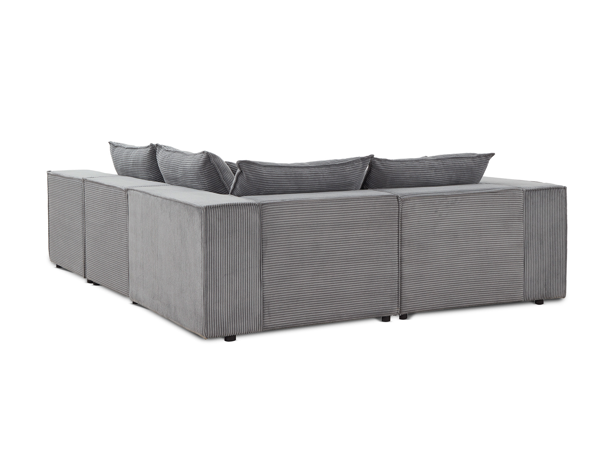 Canapé d'angle modulable avec 1 pouf en velours côtelé épais gris HARLEM XL