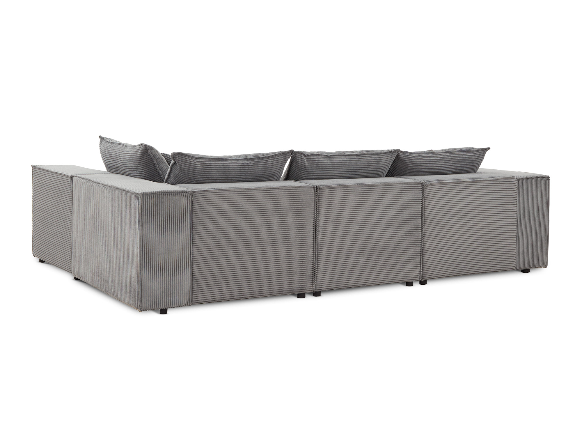 Canapé d'angle modulable avec 1 pouf en velours côtelé épais gris HARLEM XL