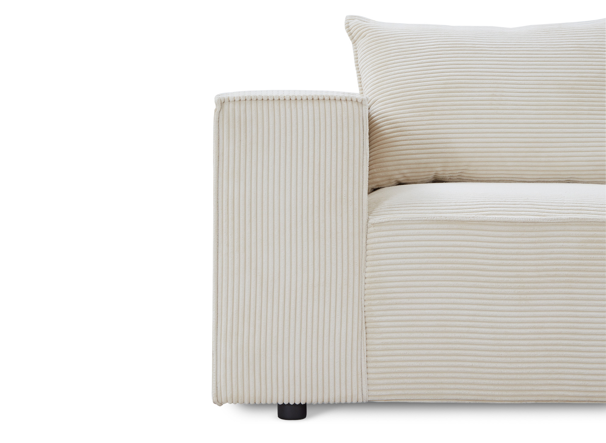 Canapé d'angle modulable avec 1 pouf en velours côtelé épais beige HARLEM XL