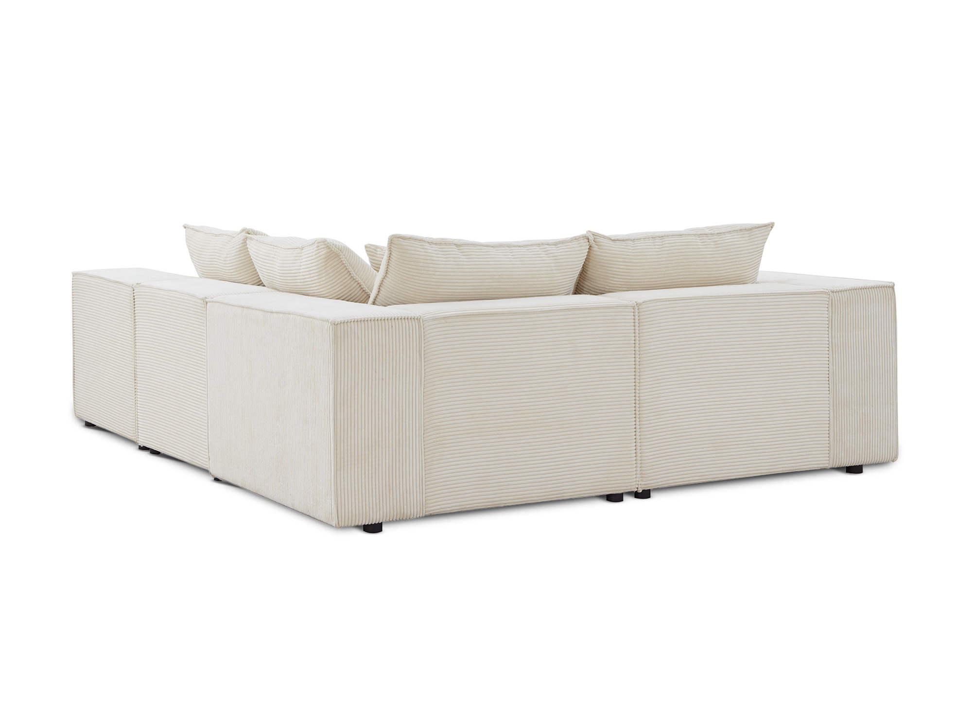 Canapé d'angle modulable avec 1 pouf en velours côtelé épais beige HARLEM XL