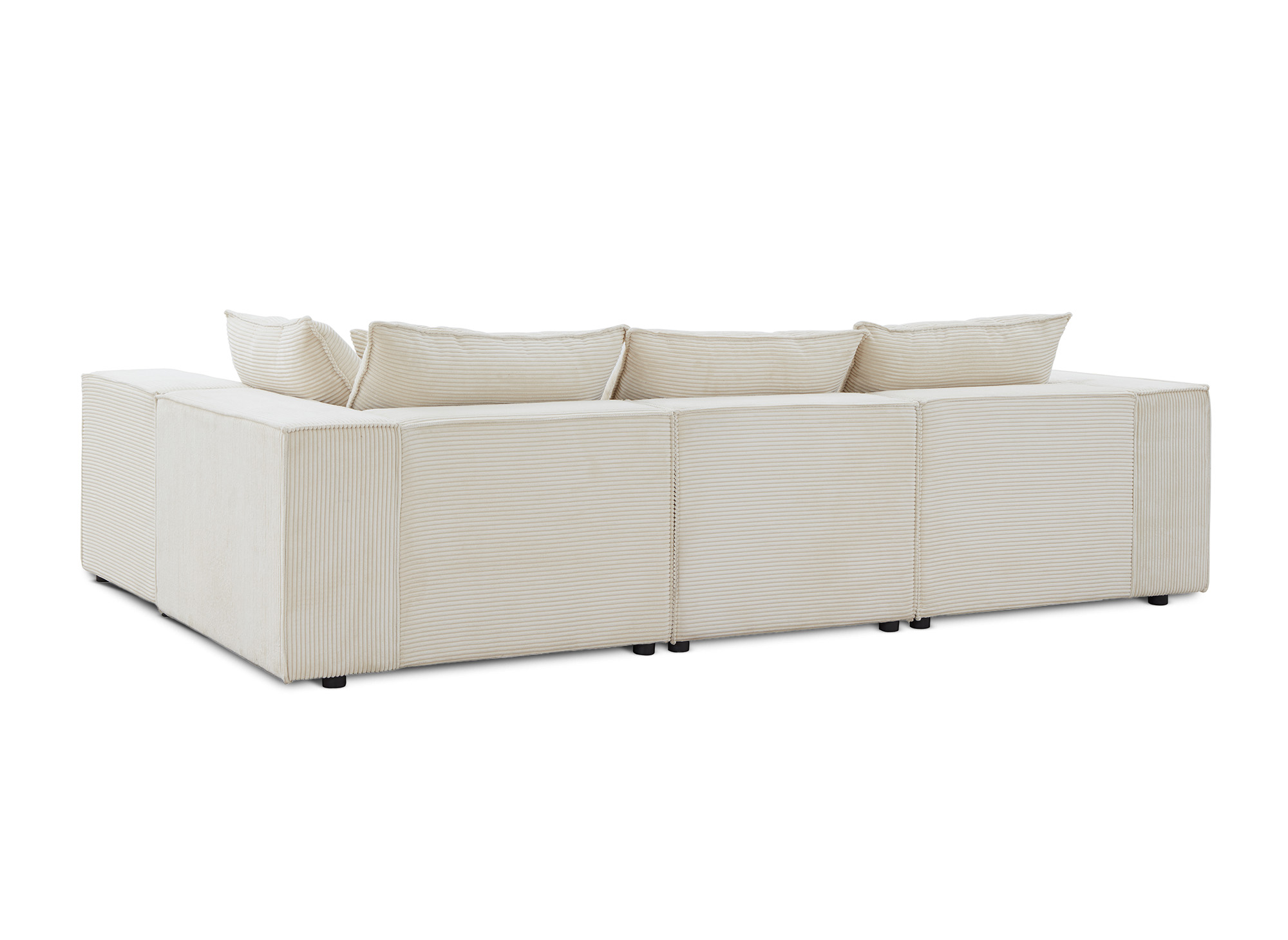 Canapé d'angle modulable avec 1 pouf en velours côtelé épais beige HARLEM XL