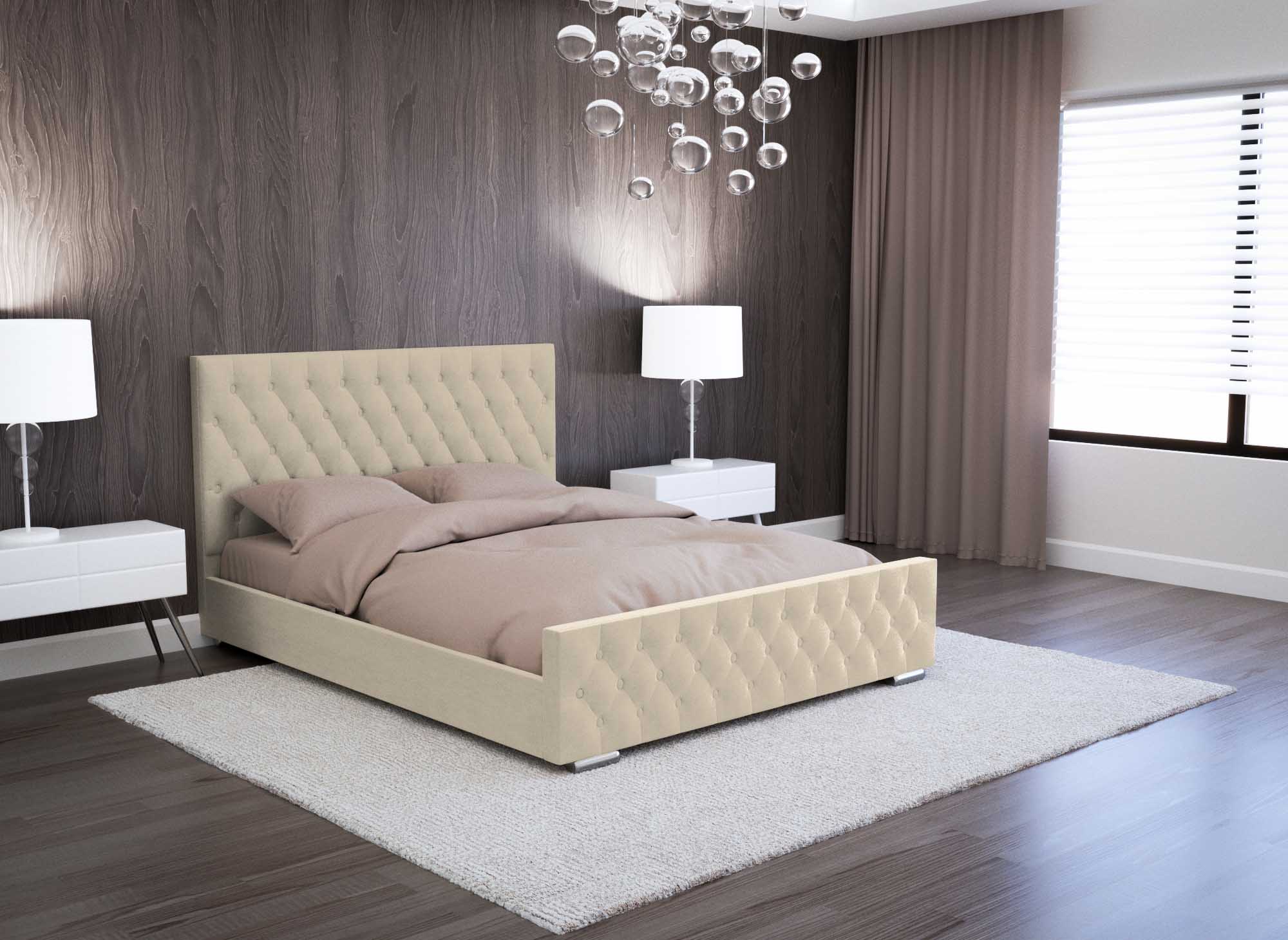 Lit coffre en velours beige 160x200 cm KAPITON