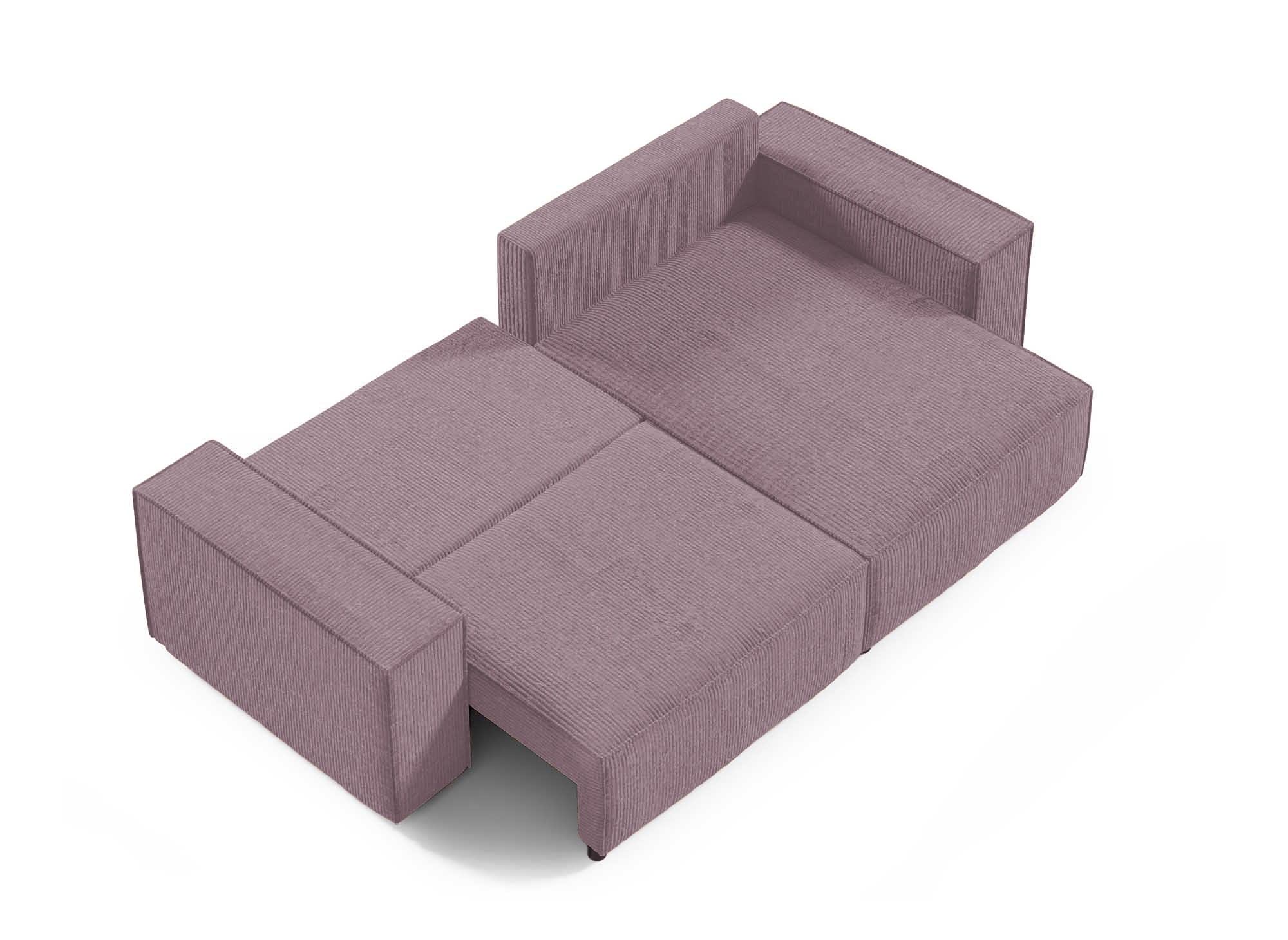 Canapé d'angle convertible et réversible avec coffre en velours côtelé lilas JADE MINI