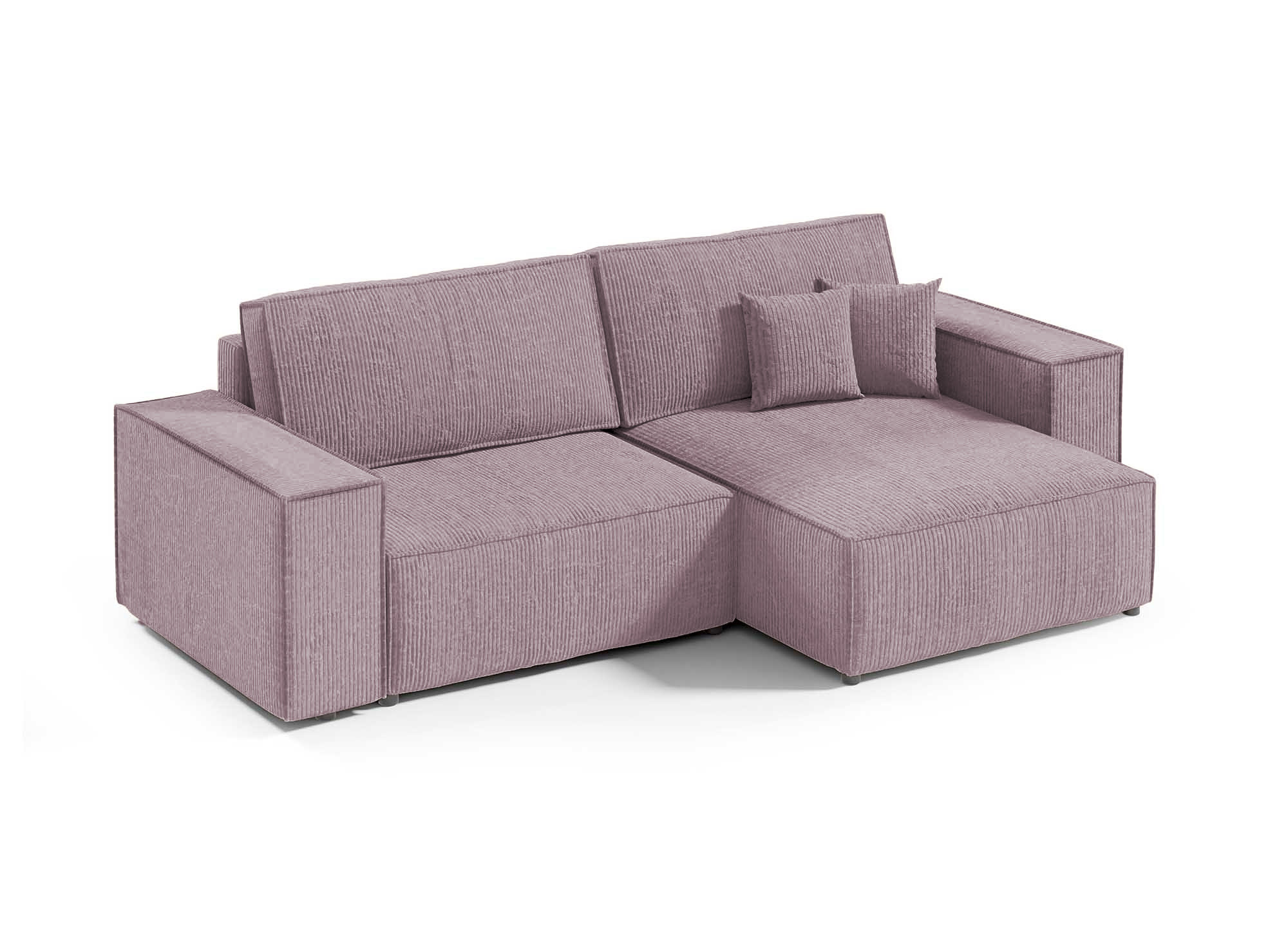 Canapé d'angle convertible et réversible avec coffre en velours côtelé lilas JADE MINI