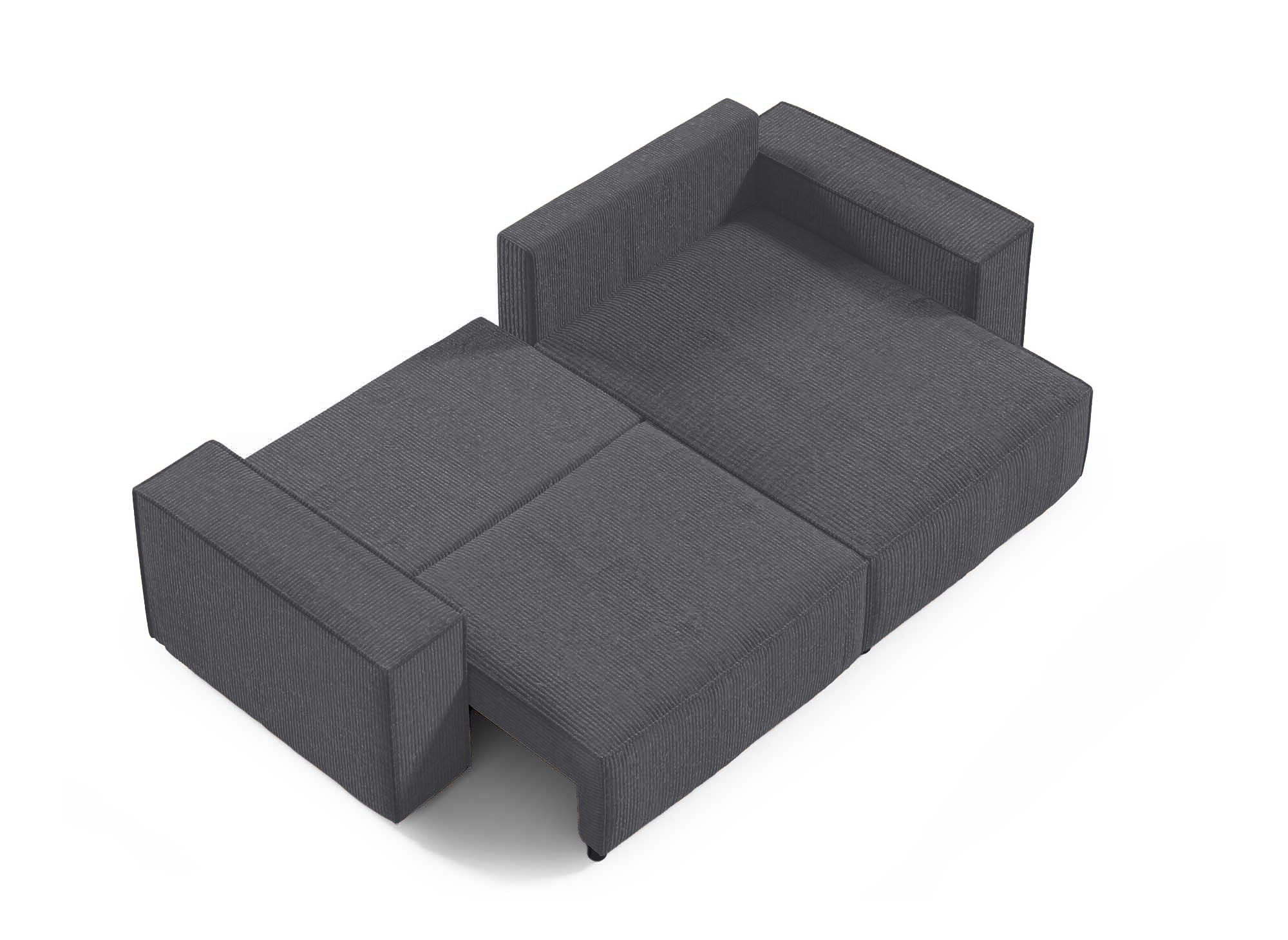 Canapé d'angle convertible et réversible avec coffre en velours côtelé gris anthracite JADE MINI