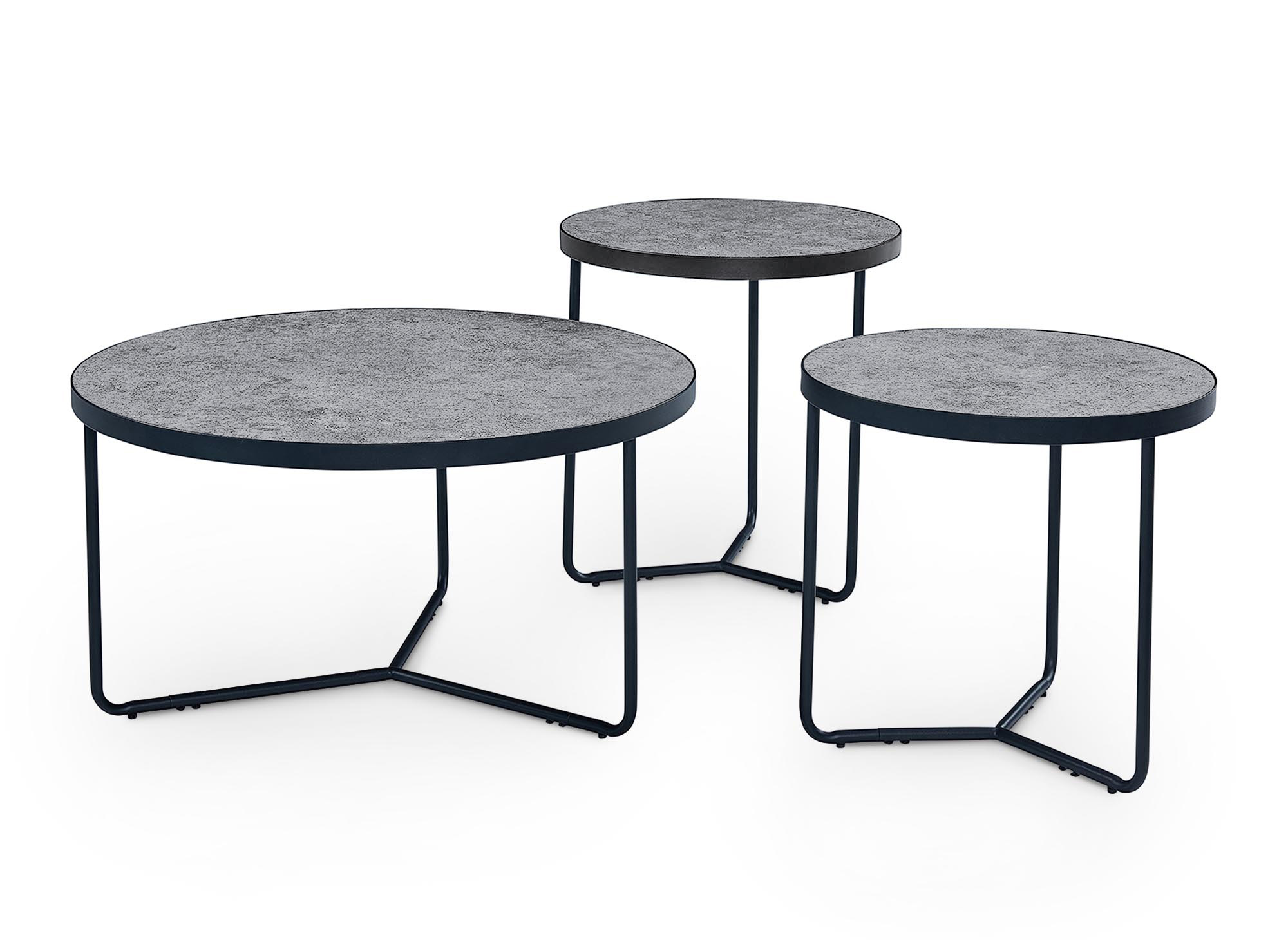 Lot de 3 tables basses rondes noir ROMY