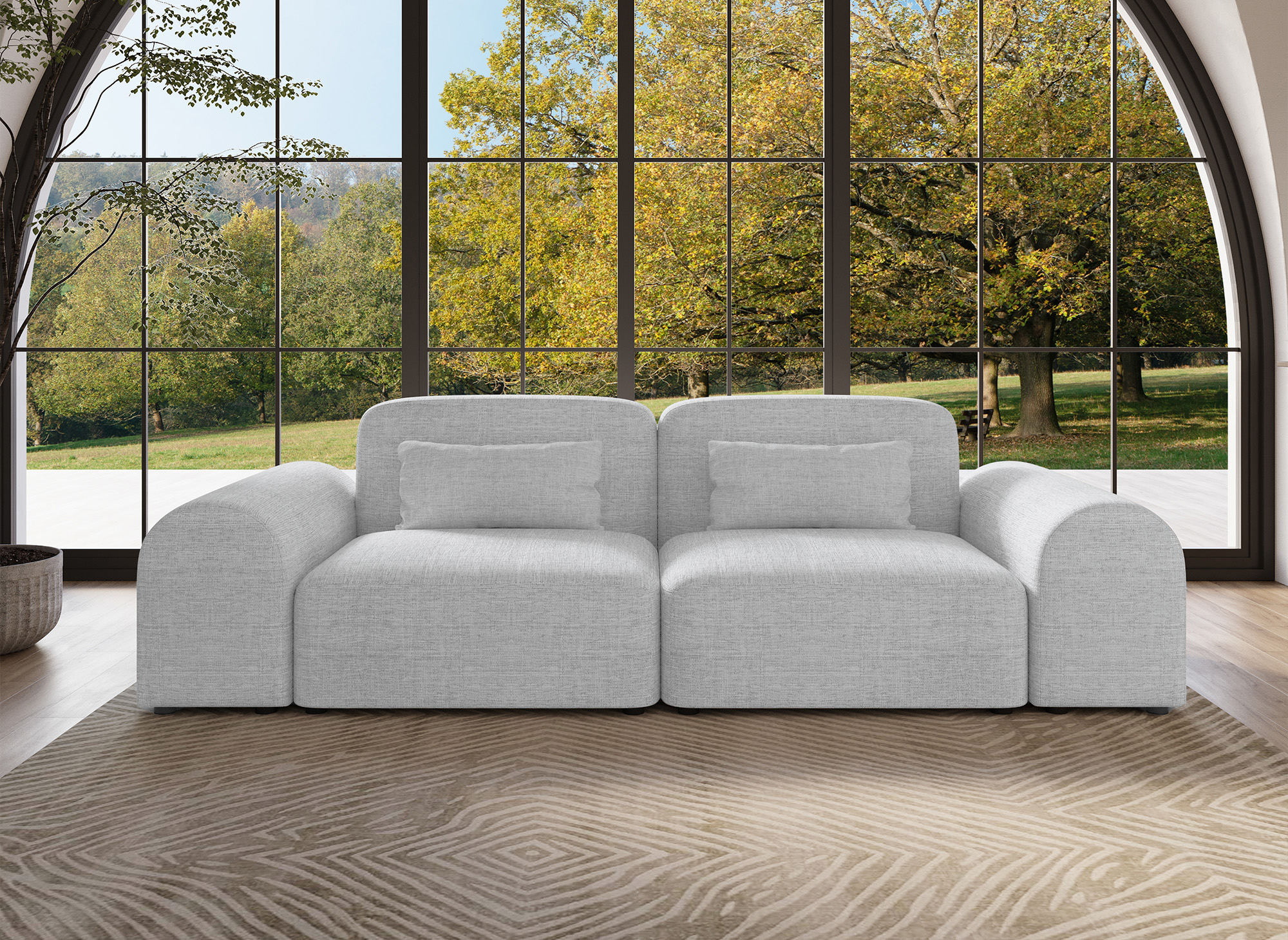 Canapé contemporain 3 places en tissu gris EMMA