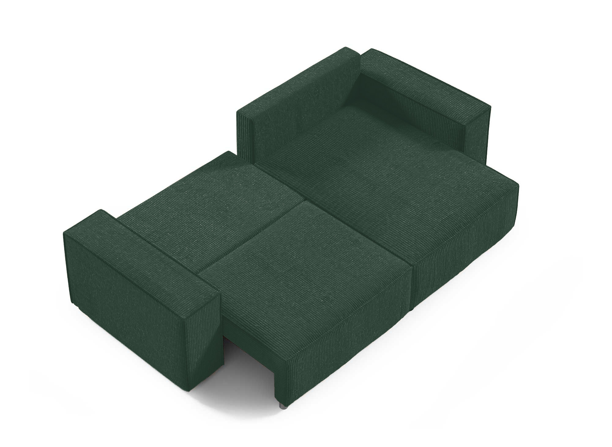 Canapé d'angle convertible et réversible avec coffre en velours côtelé vert  JADE MINI