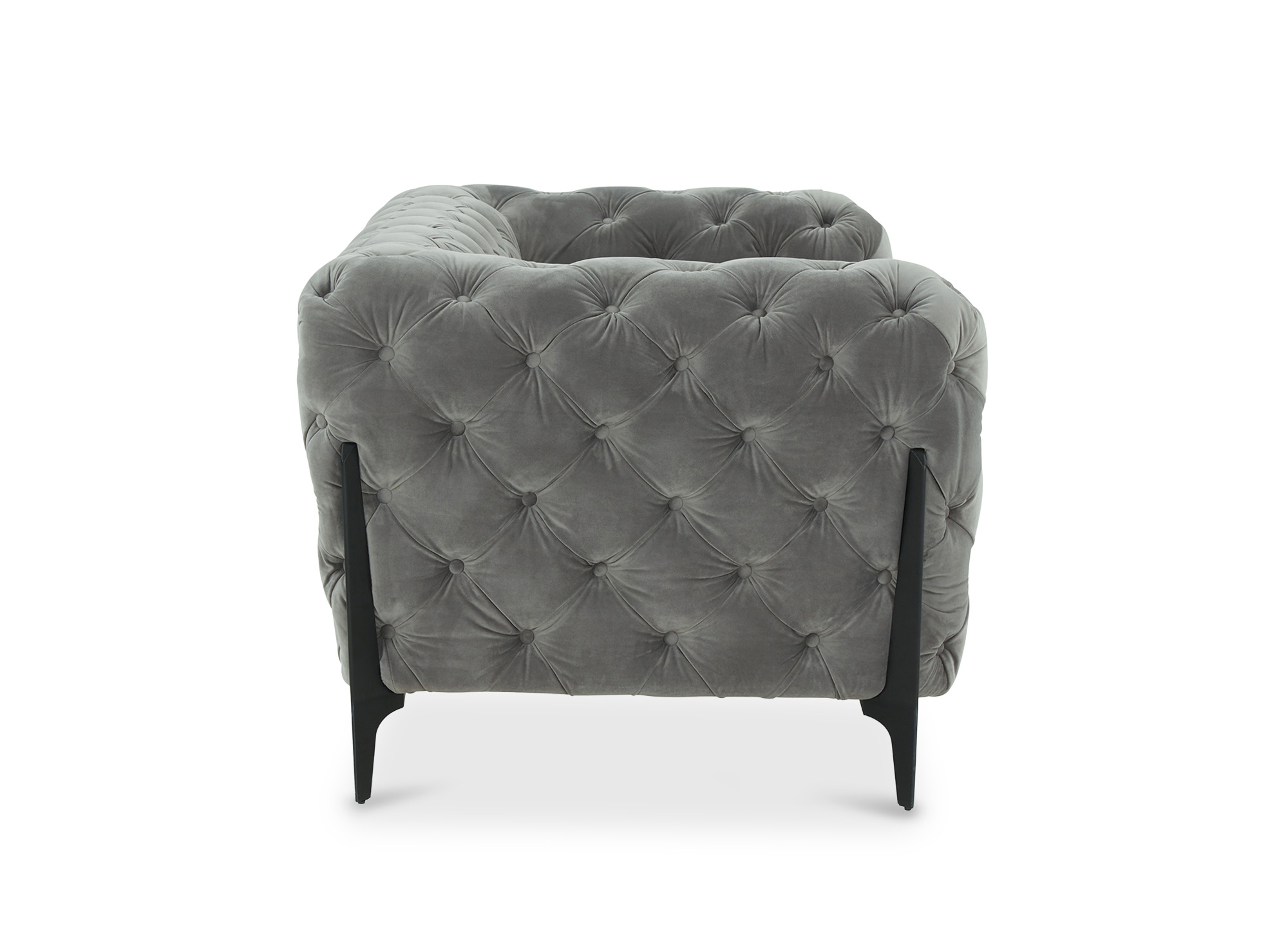 Canapé 2 places capitonné chesterfield velours gris CARMEN