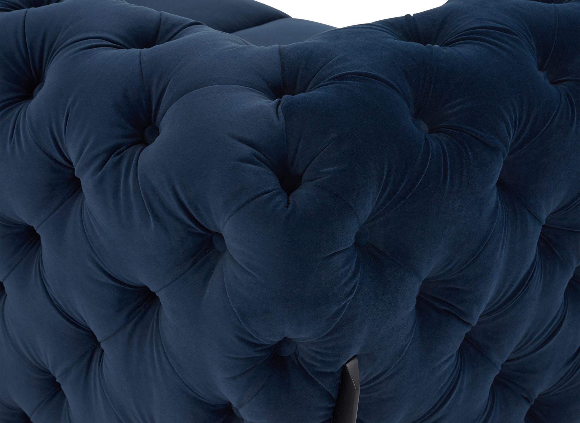 Canapé 2 places capitonné chesterfield velours bleu CARMEN