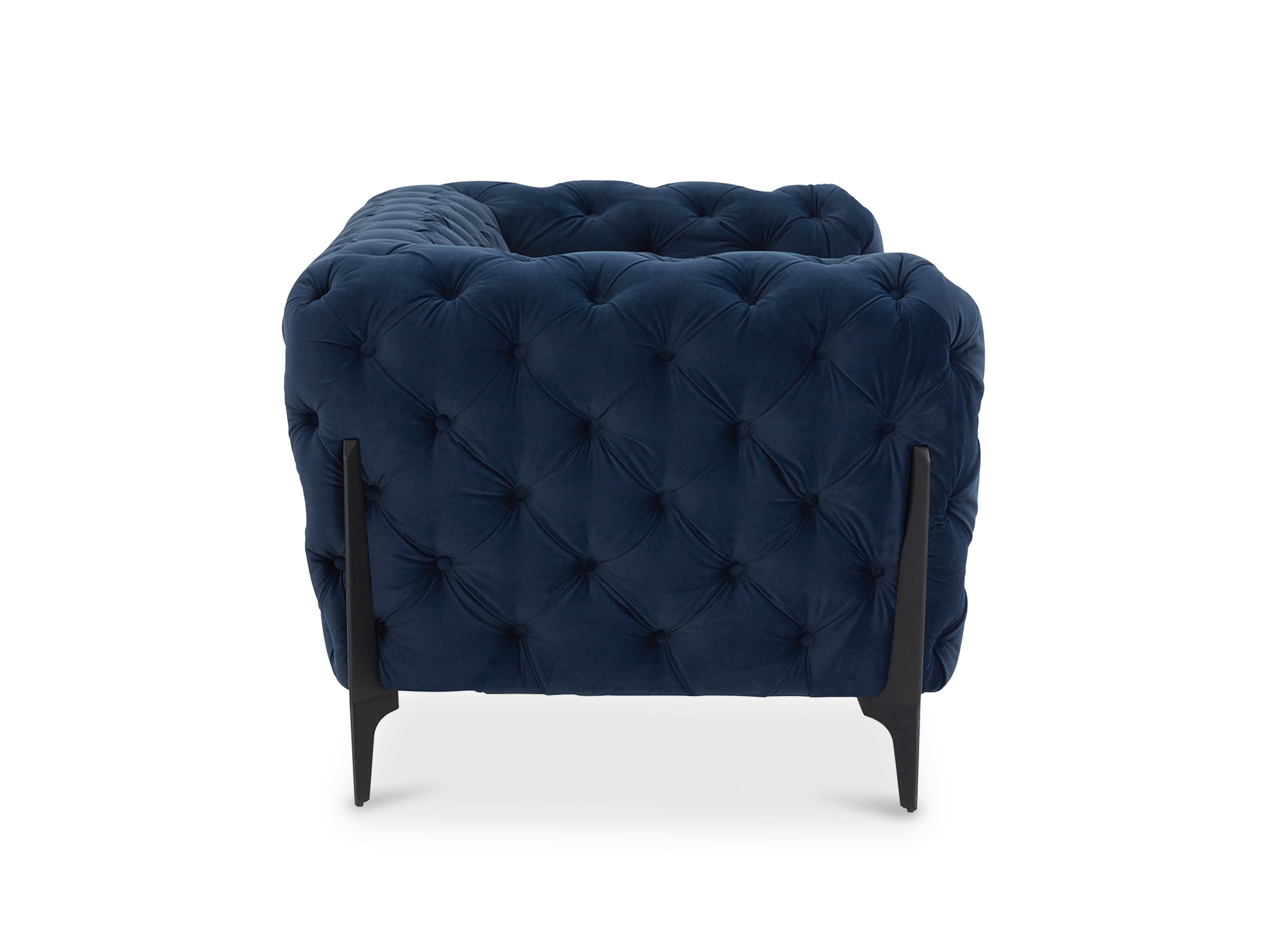 Canapé 2 places capitonné chesterfield velours bleu CARMEN