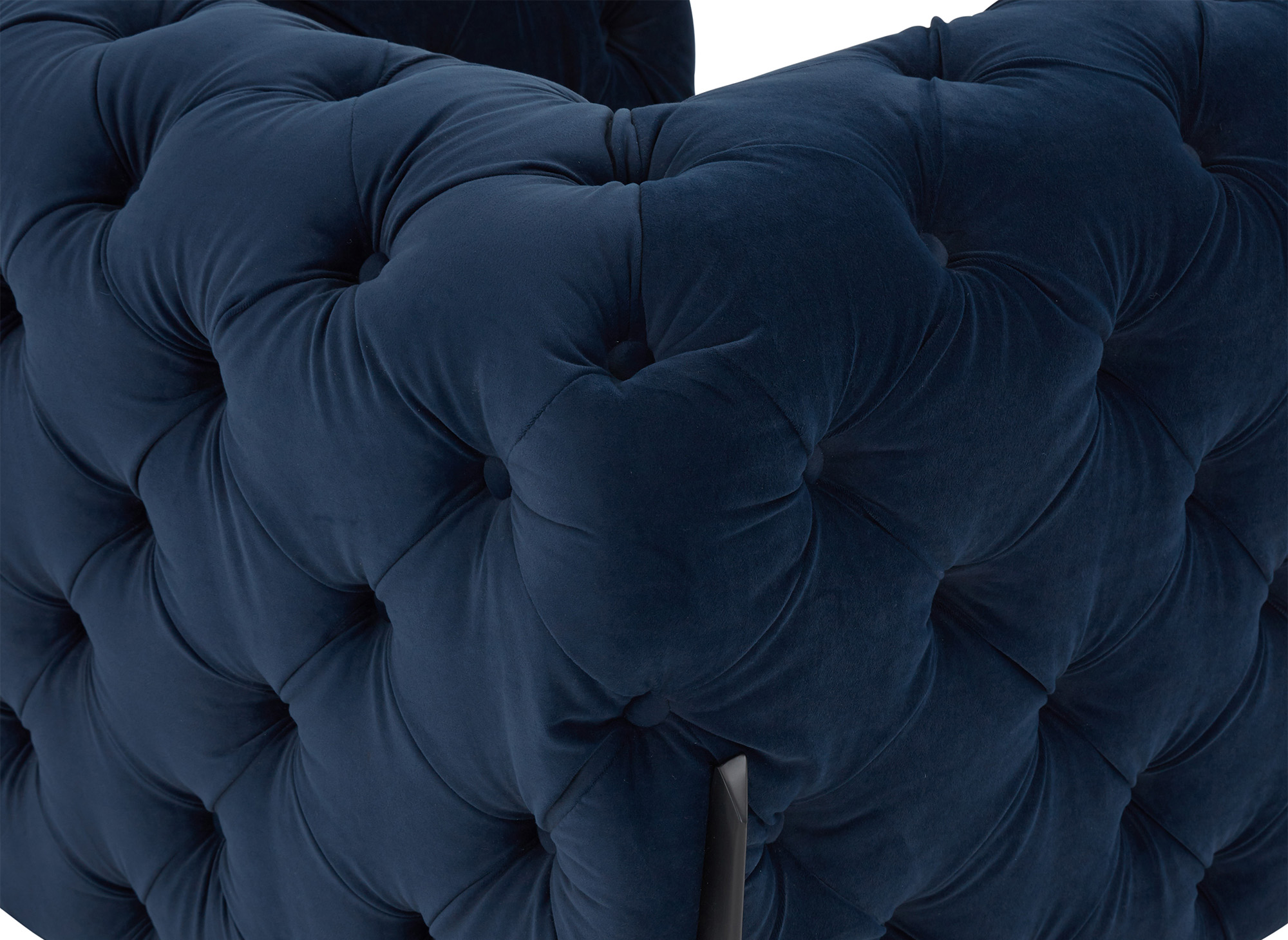 Fauteuil capitonné chesterfield velours bleu CARMEN