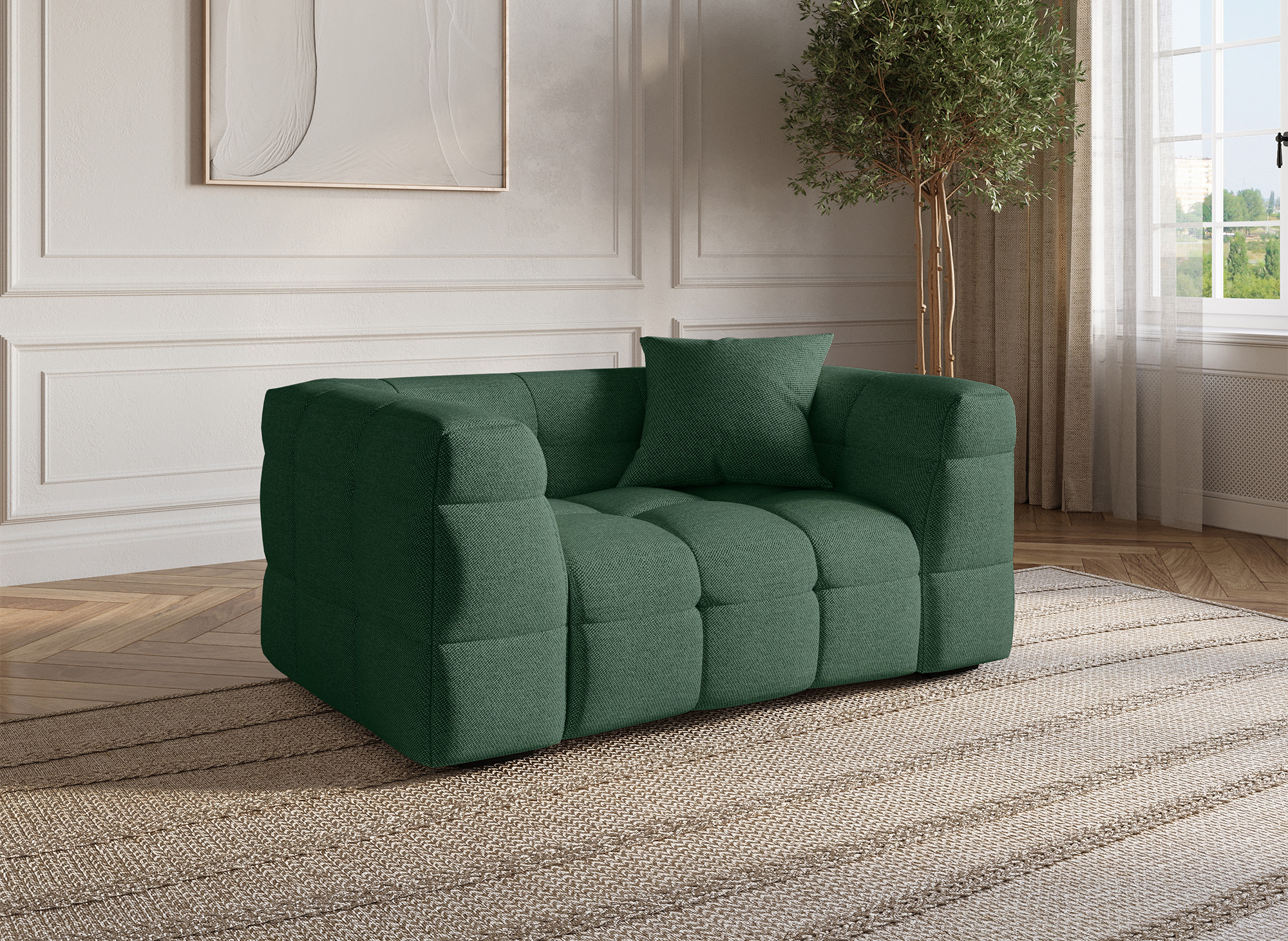 Fauteuil en tissu vert BELLA