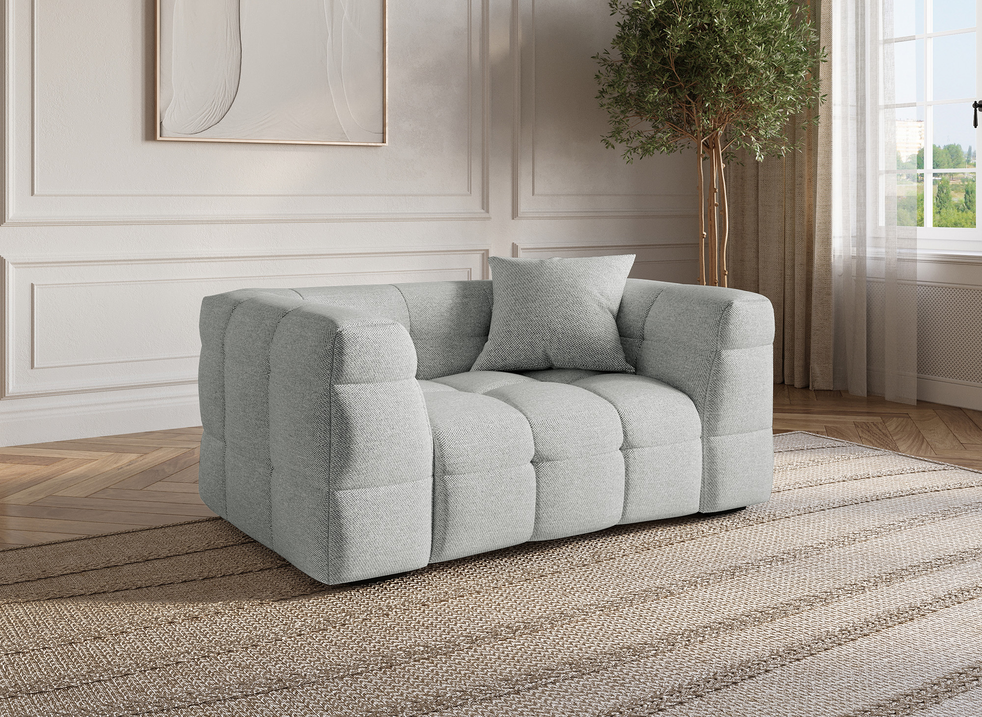 Fauteuil en tissu gris BELLA