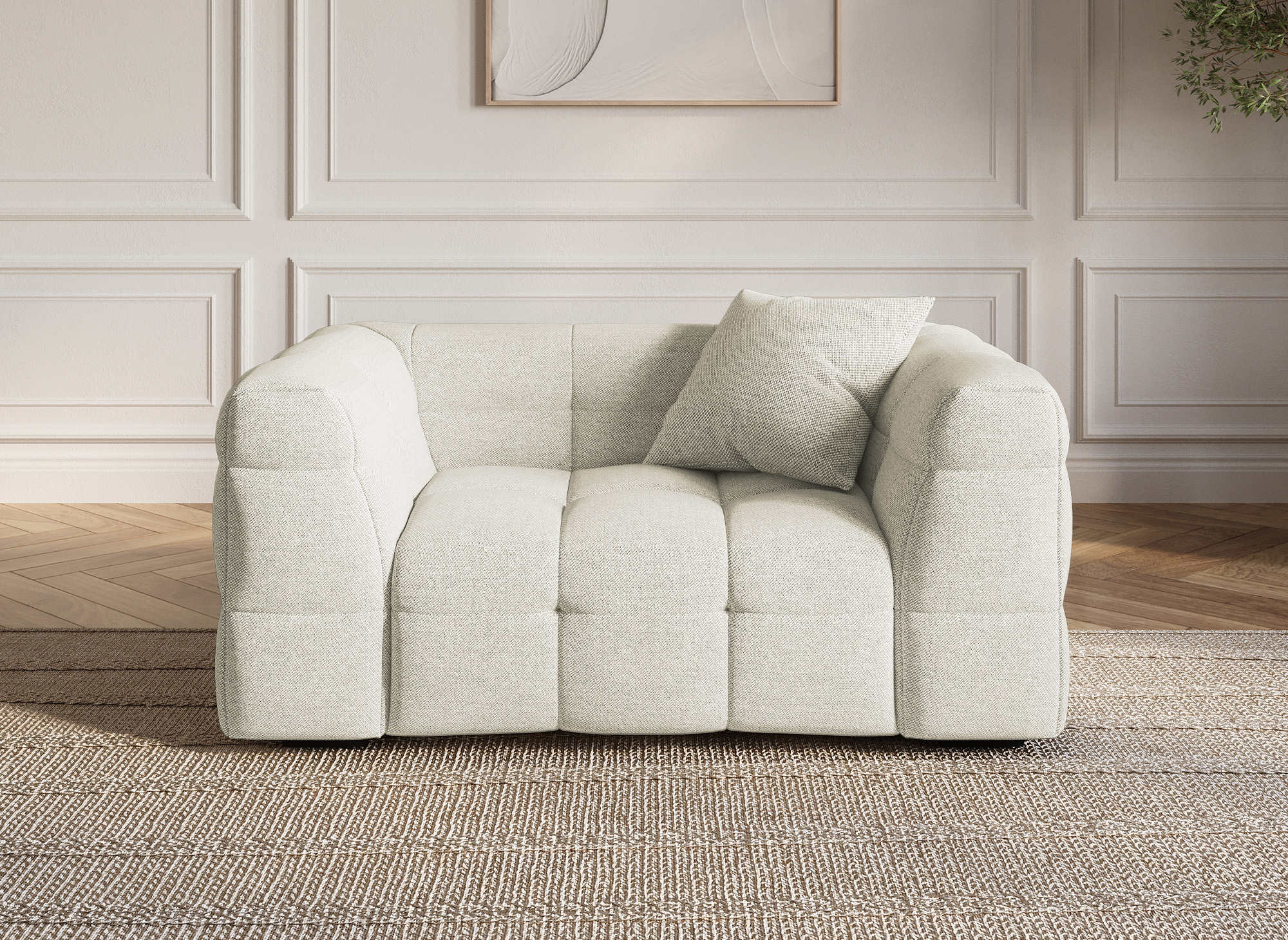 Fauteuil en tissu beige BELLA