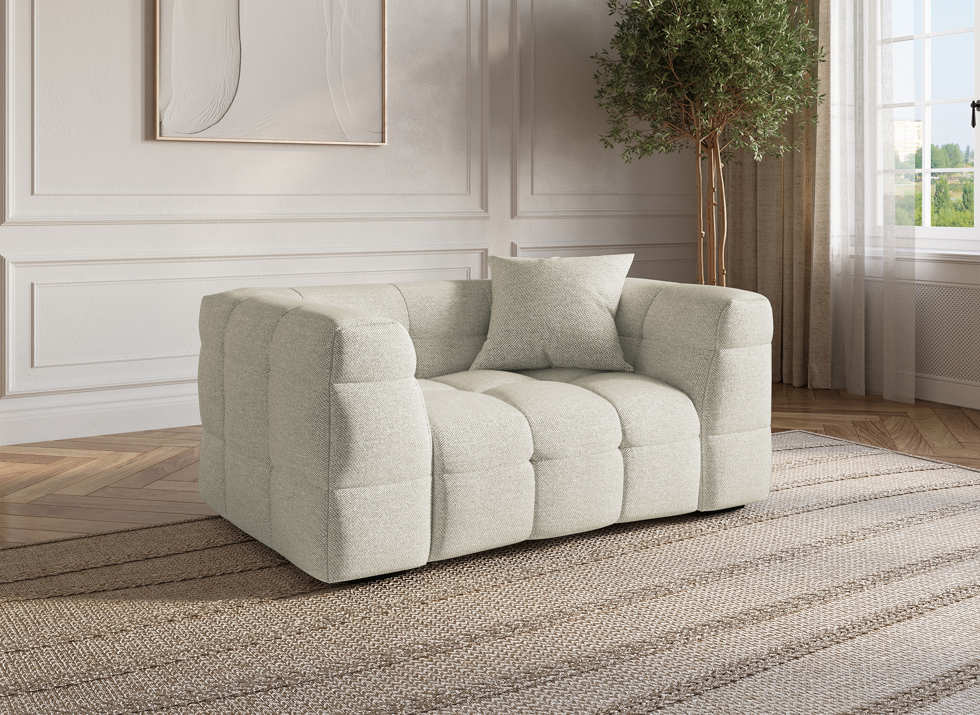 Fauteuil en tissu beige BELLA