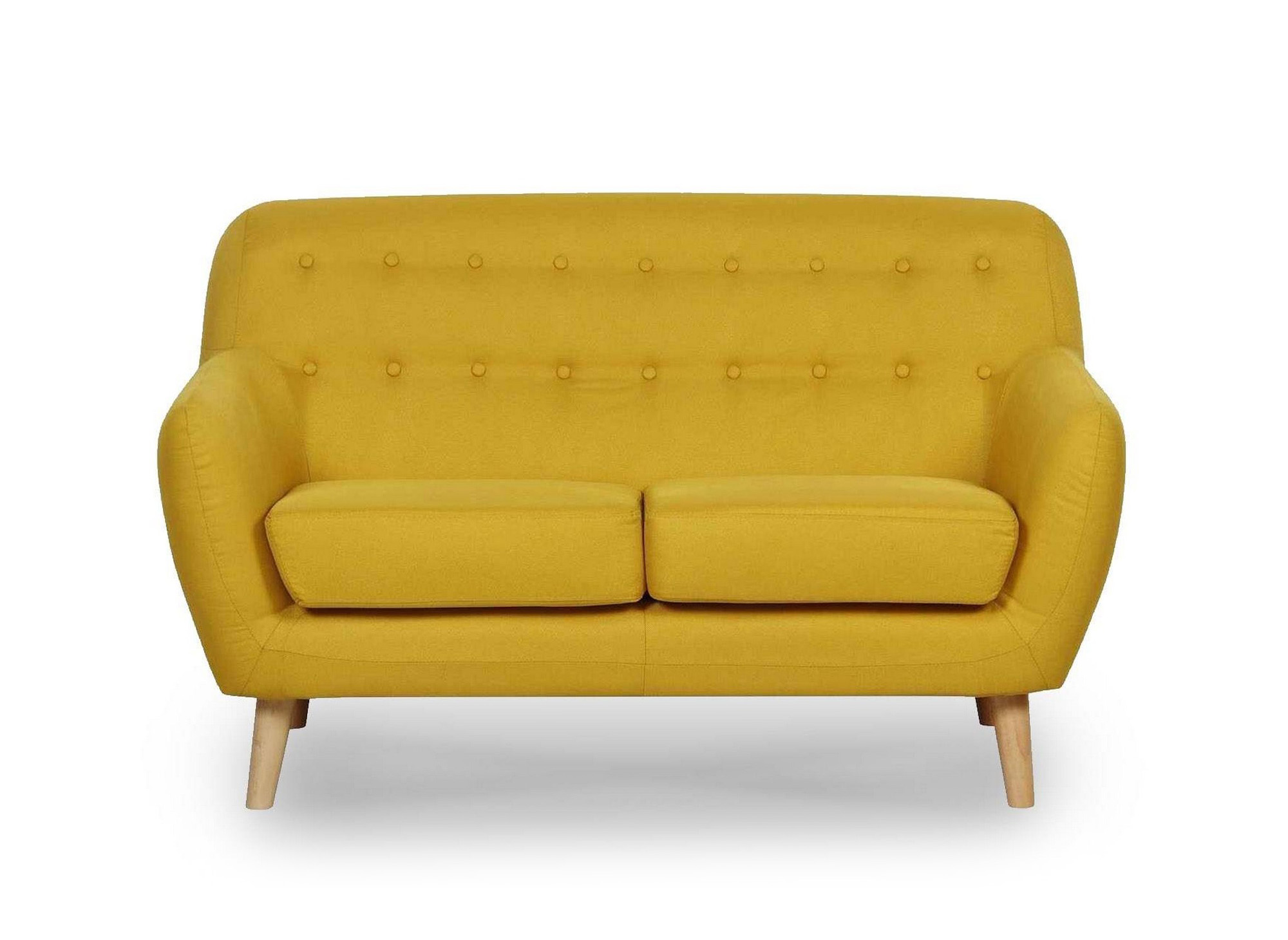 Canapé scandinave 2 places tissu jaune VIKY