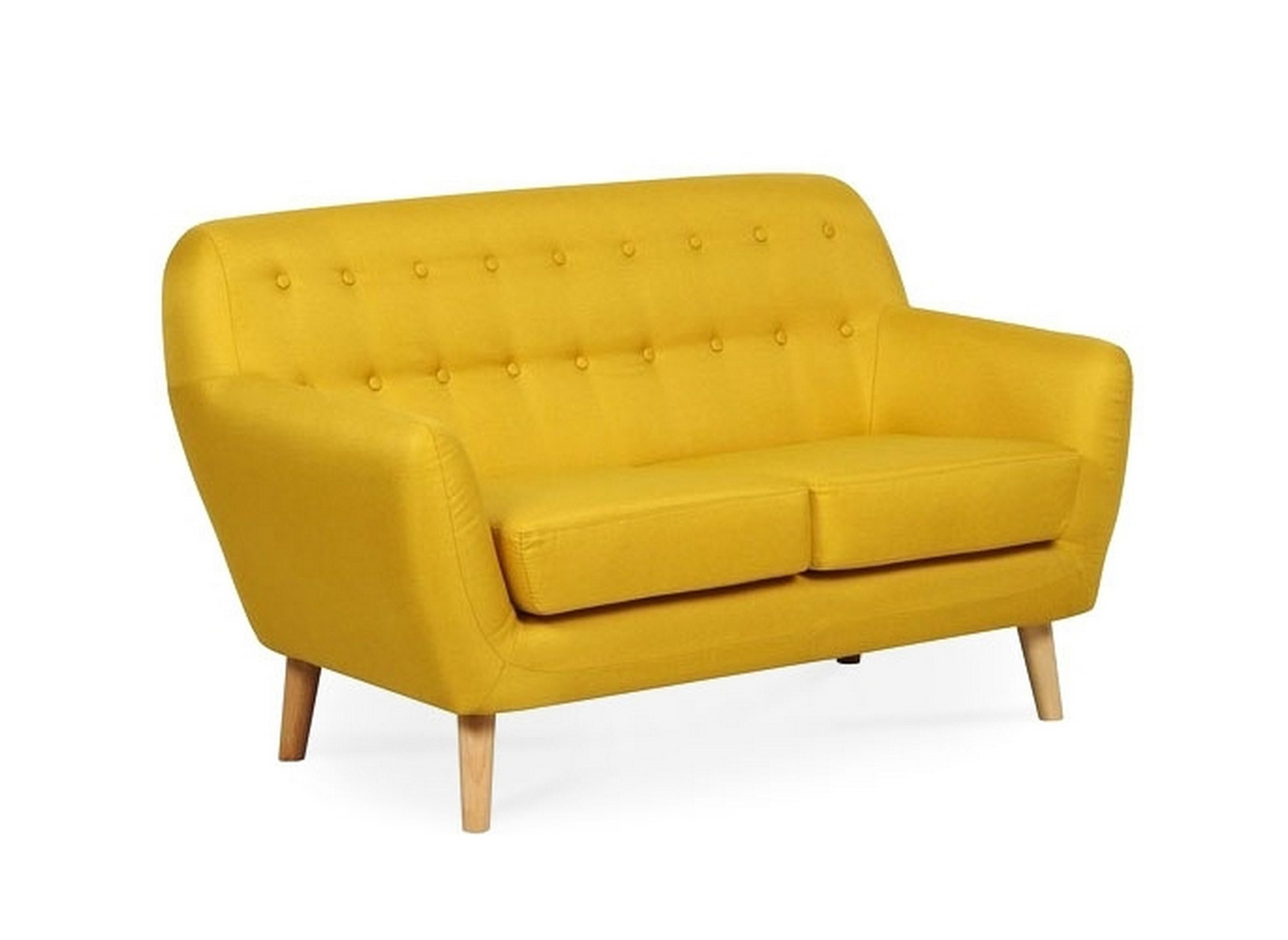 Canapé scandinave 2 places tissu jaune VIKY