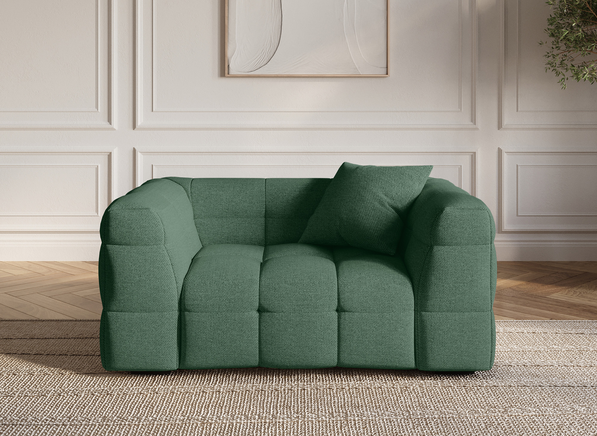 Fauteuil en tissu vert BELLA