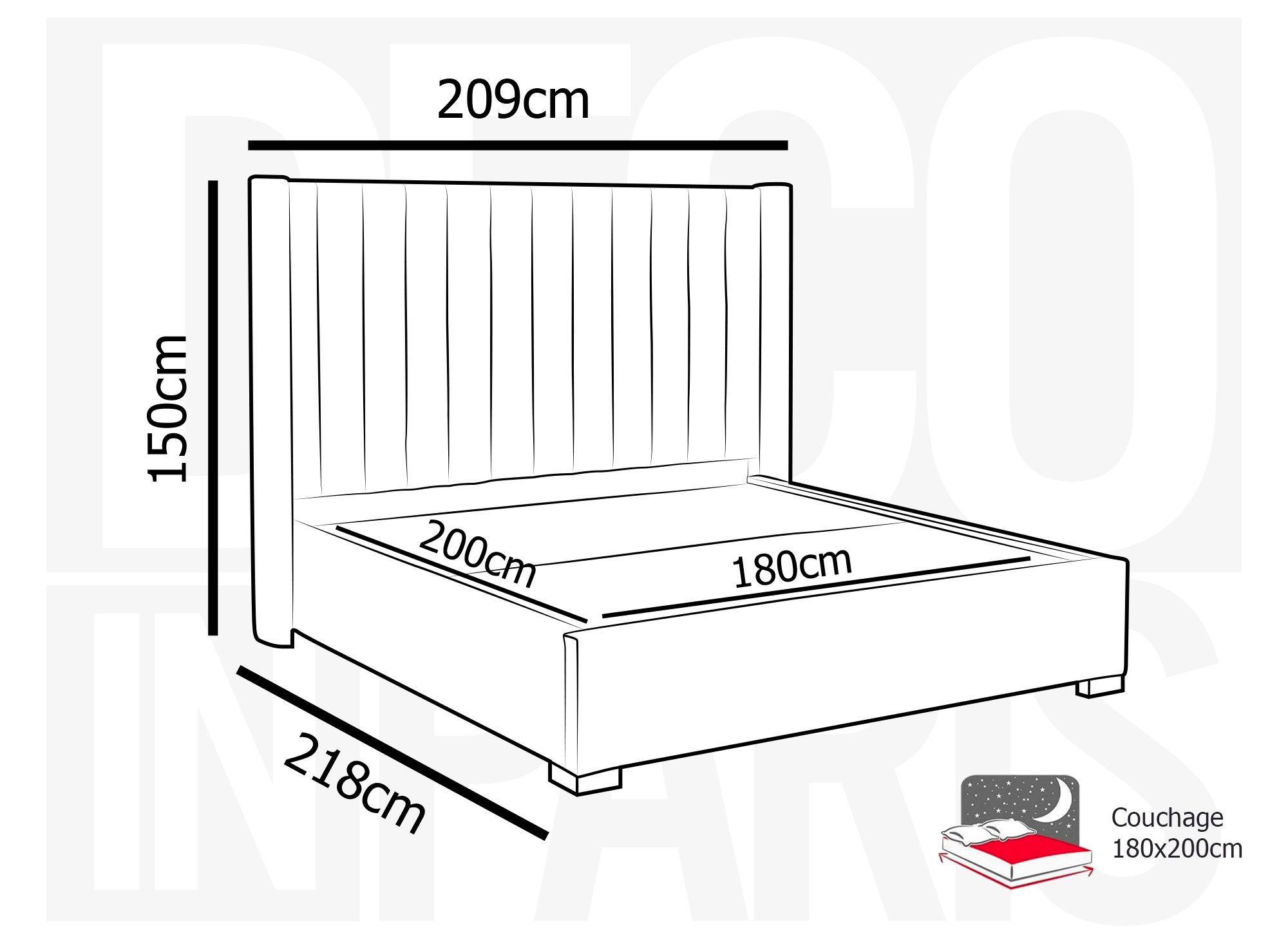 Lit coffre en velours taupe 180x200 cm ALENA