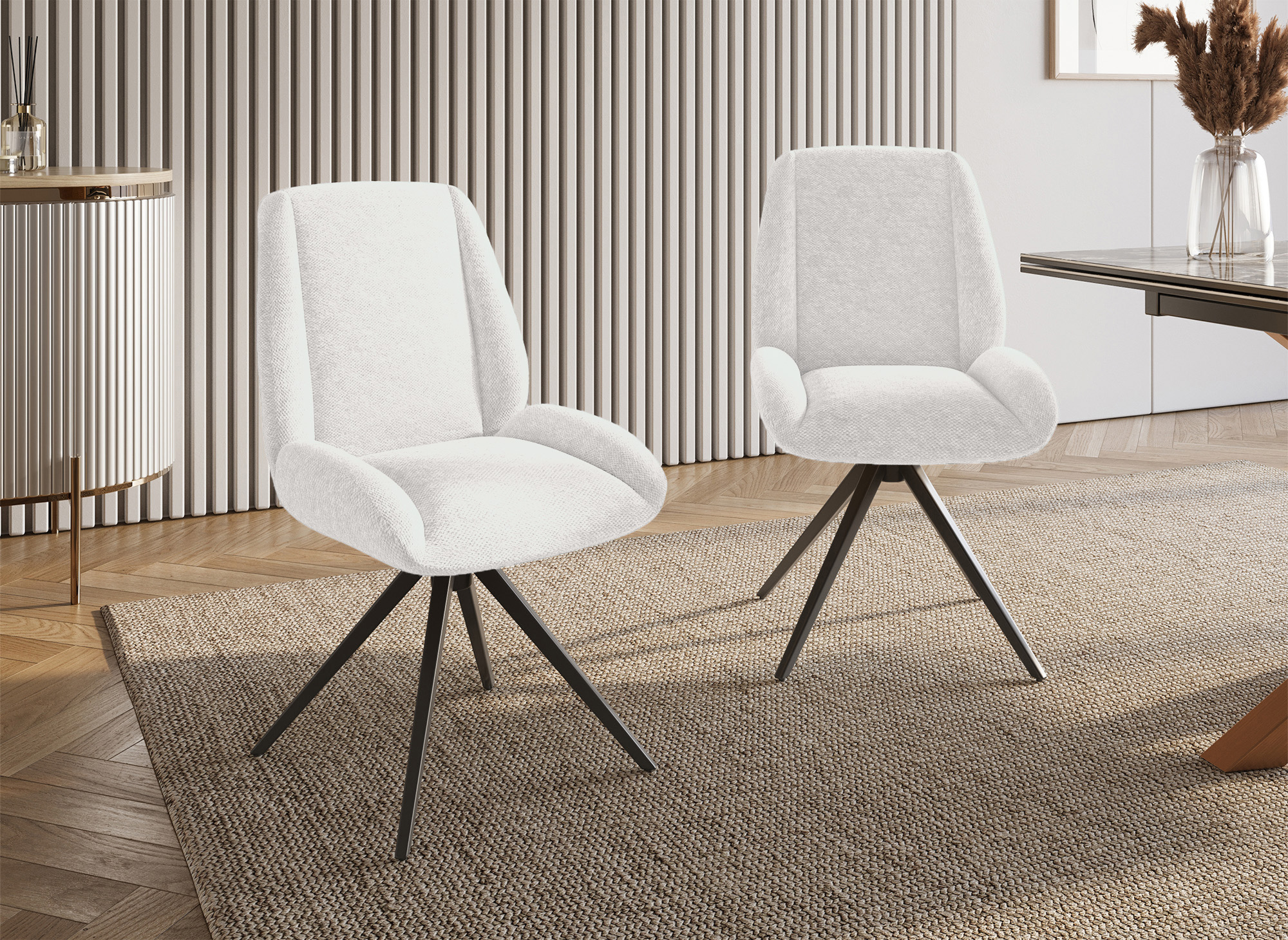 Lot de 2 chaises pivotantes en tissu beige LUZIA