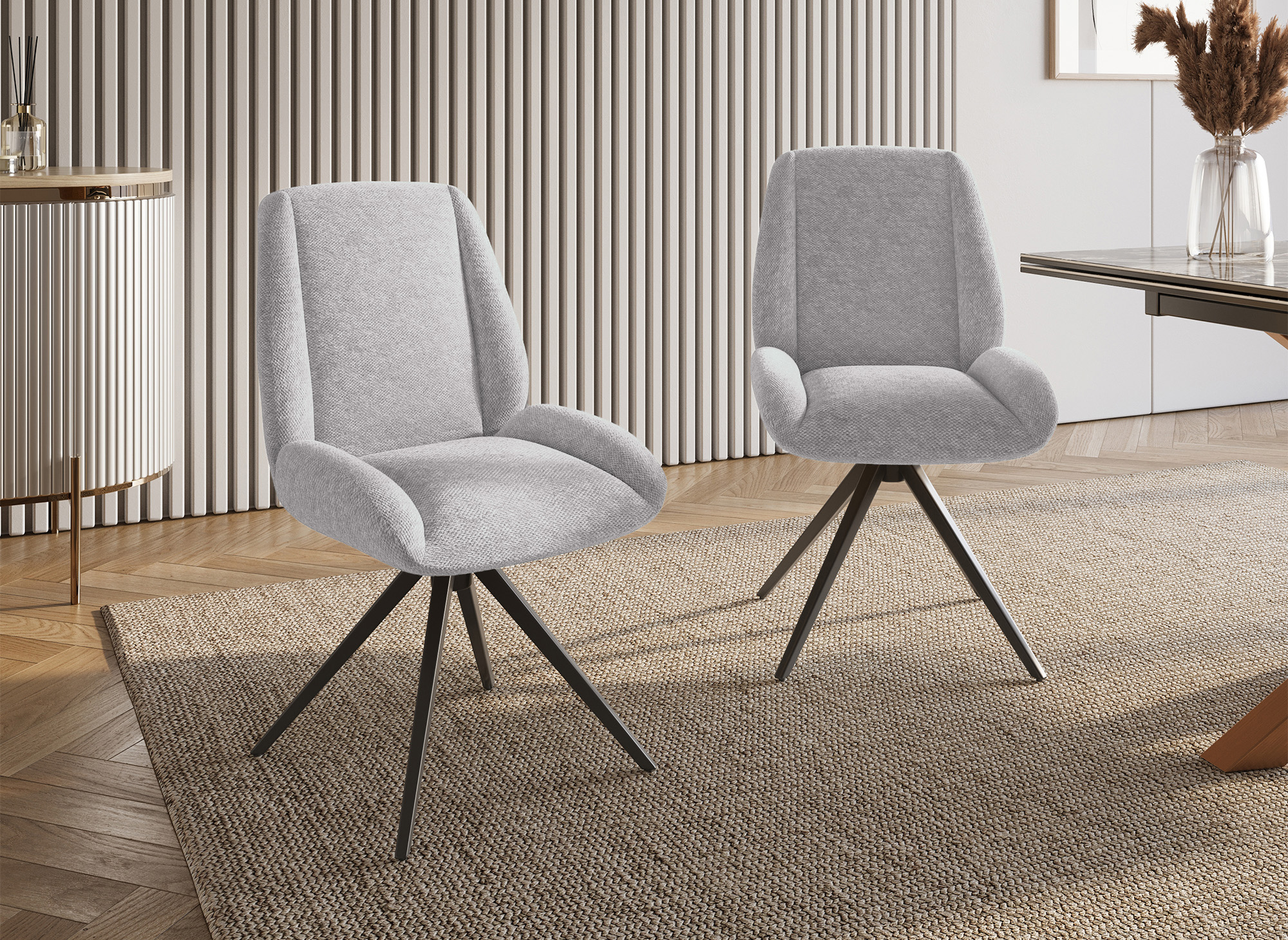 Lot de 2 chaises pivotantes en tissu gris LUZIA