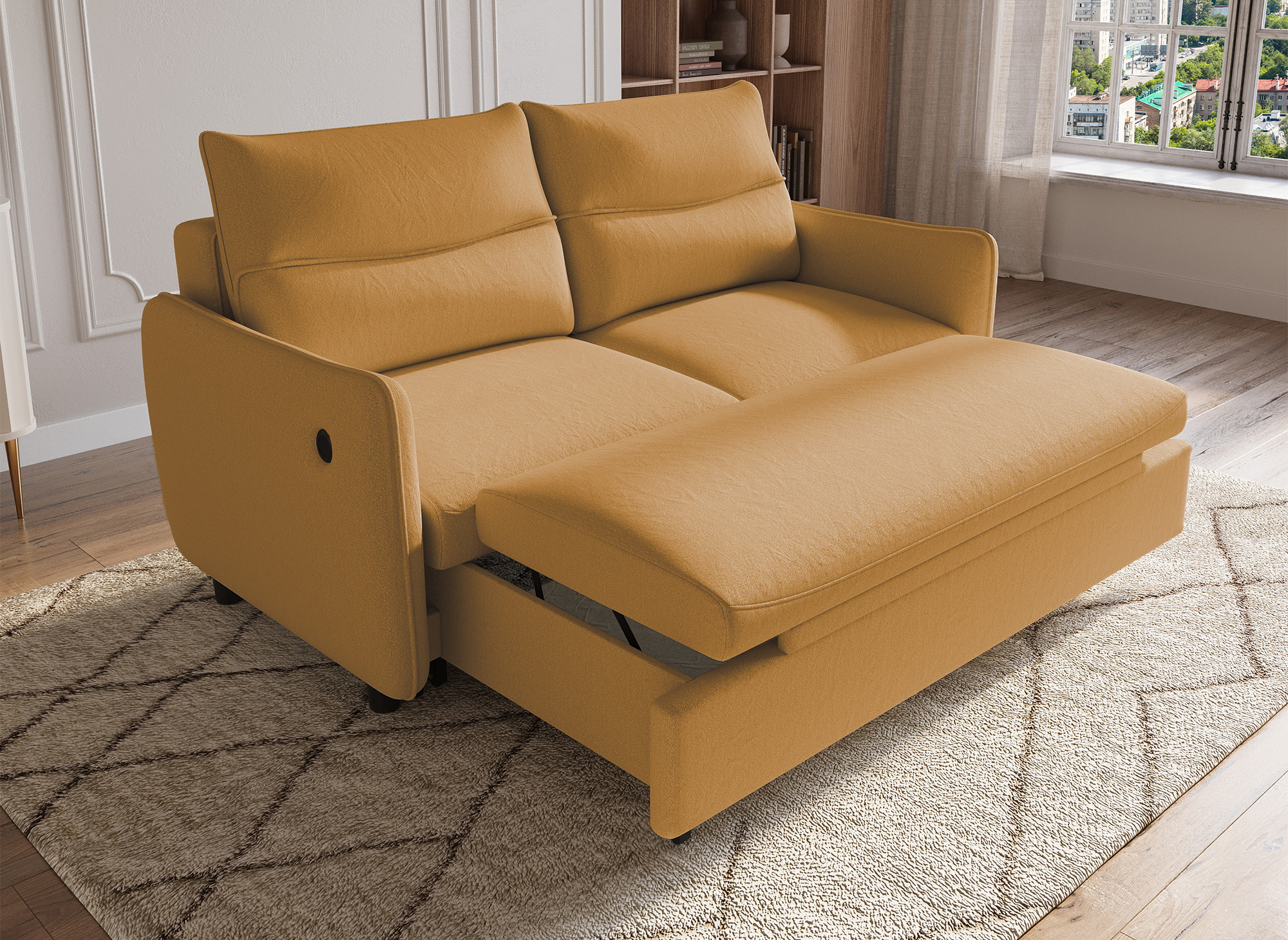 Canapé convertible 3 places en tissu jaune ZADIG