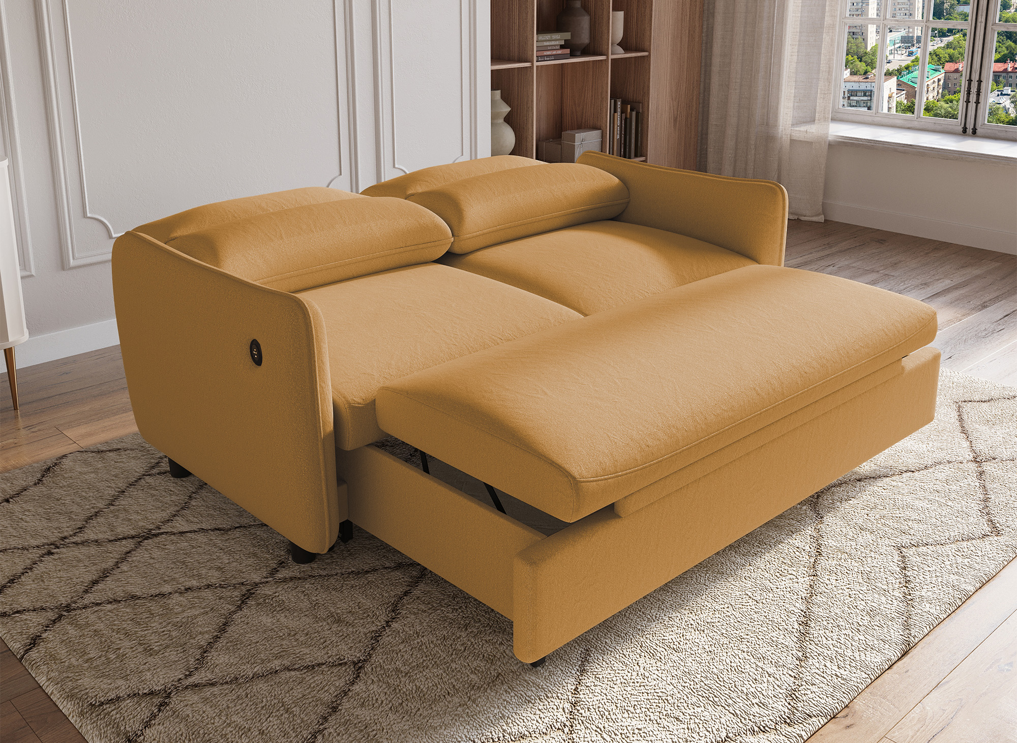 Canapé convertible 3 places en tissu jaune ZADIG