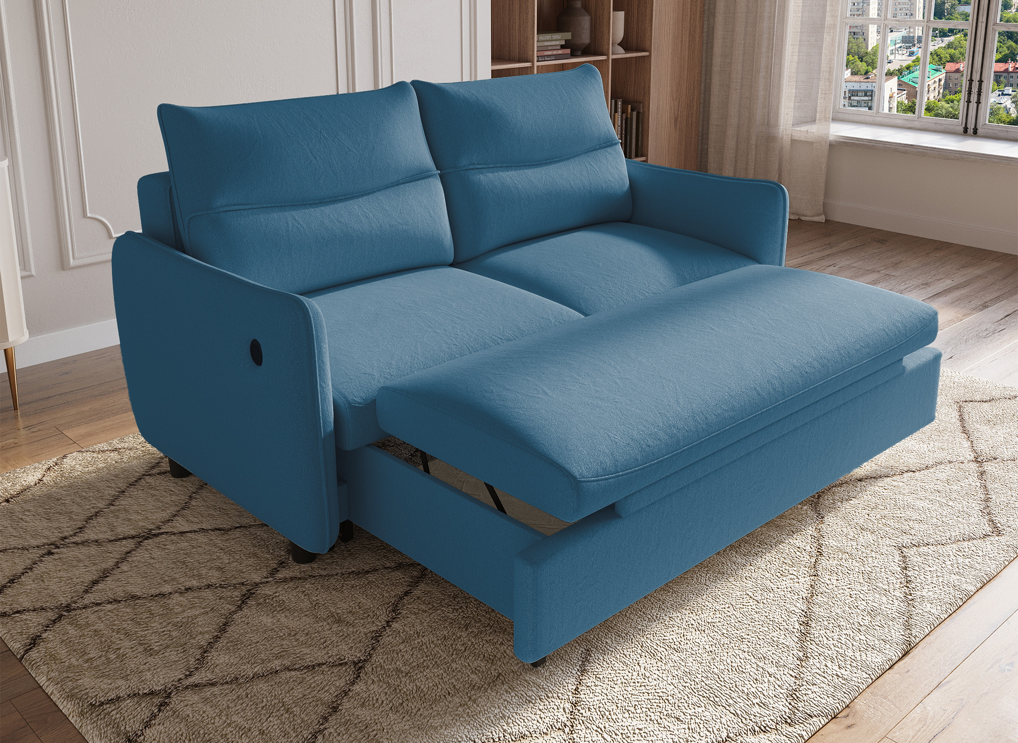 Canapé convertible 3 places en tissu bleu ZADIG