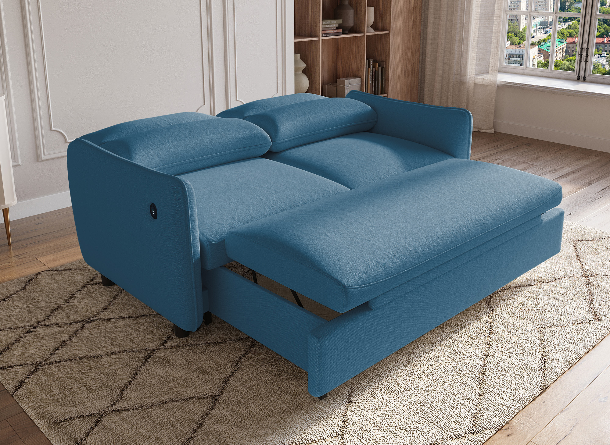 Canapé convertible 3 places en tissu bleu ZADIG