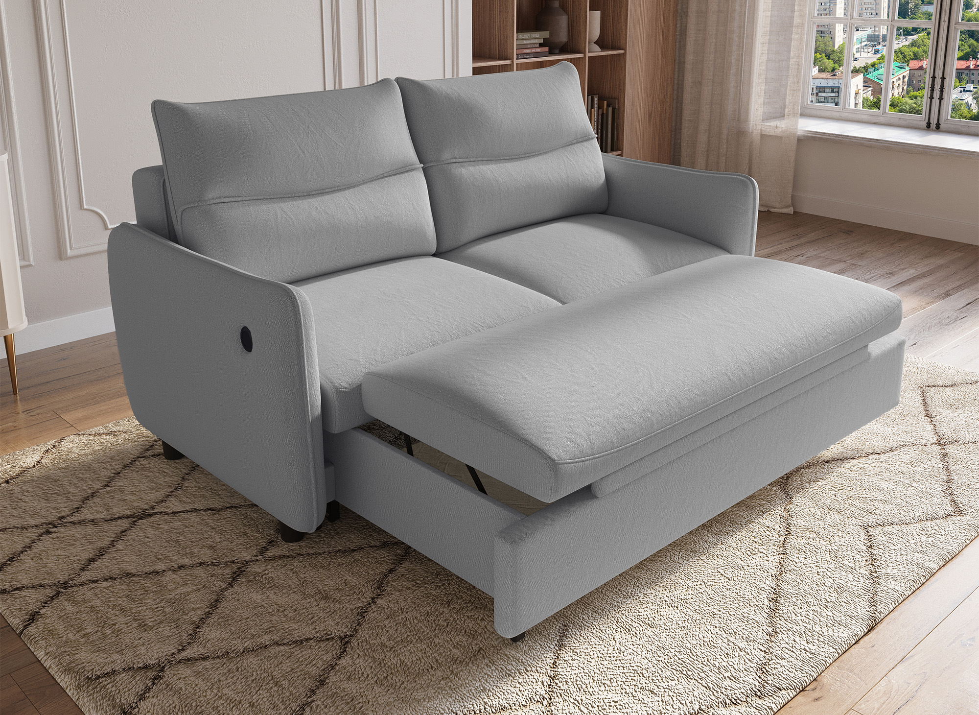 Canapé convertible 3 places en tissu gris clair ZADIG