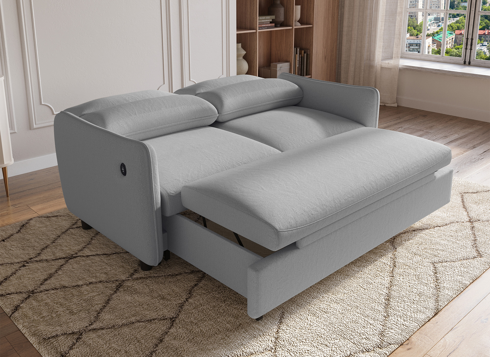 Canapé convertible 3 places en tissu gris clair ZADIG