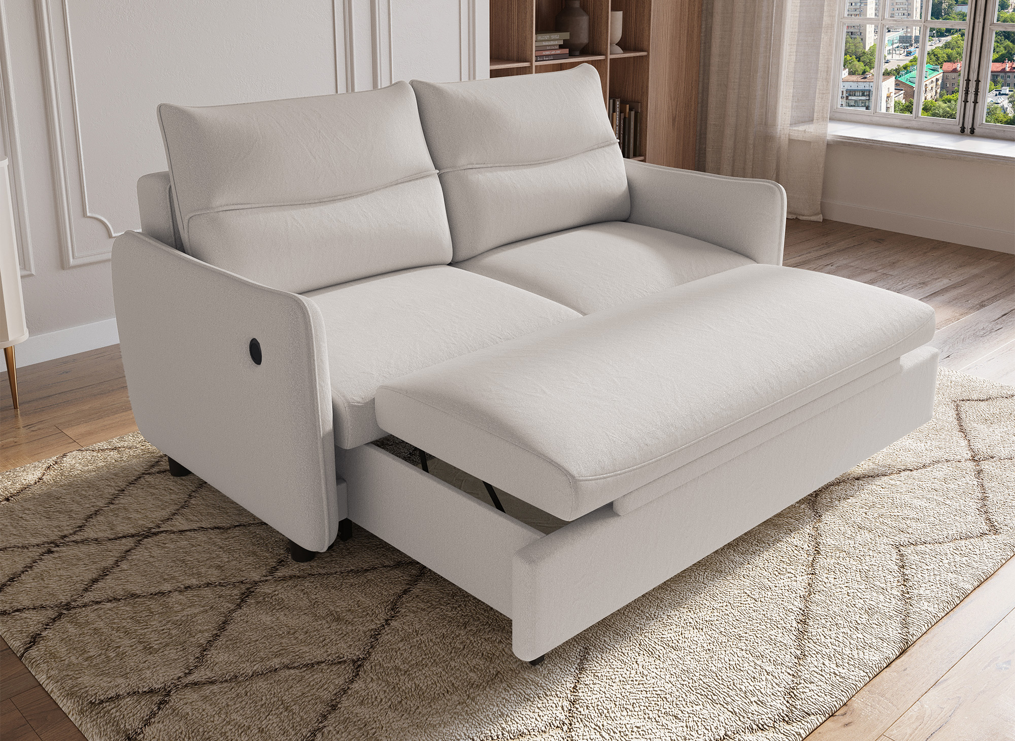 Canapé convertible 3 places en tissu beige ZADIG