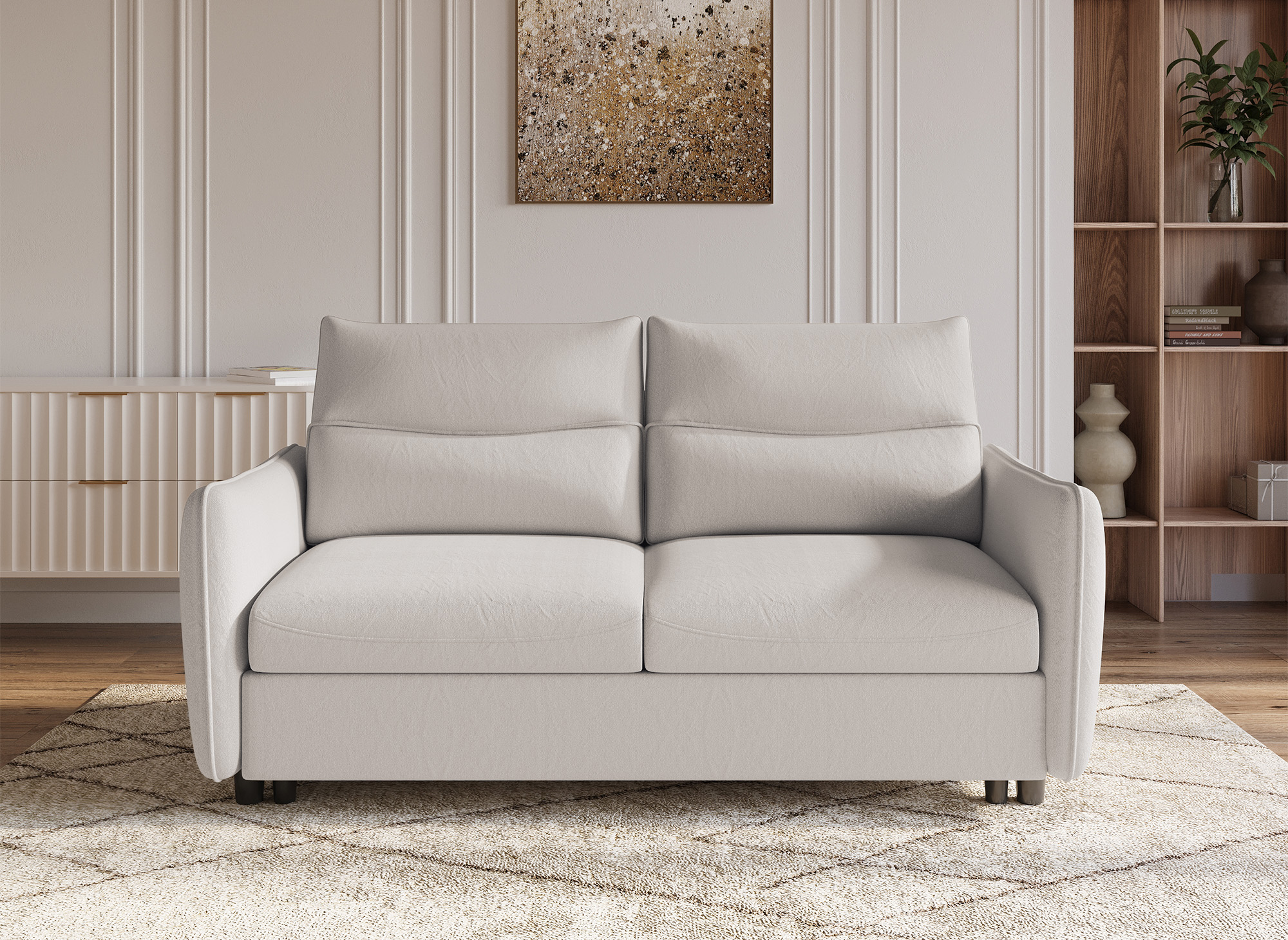 Canapé convertible 3 places en tissu beige ZADIG