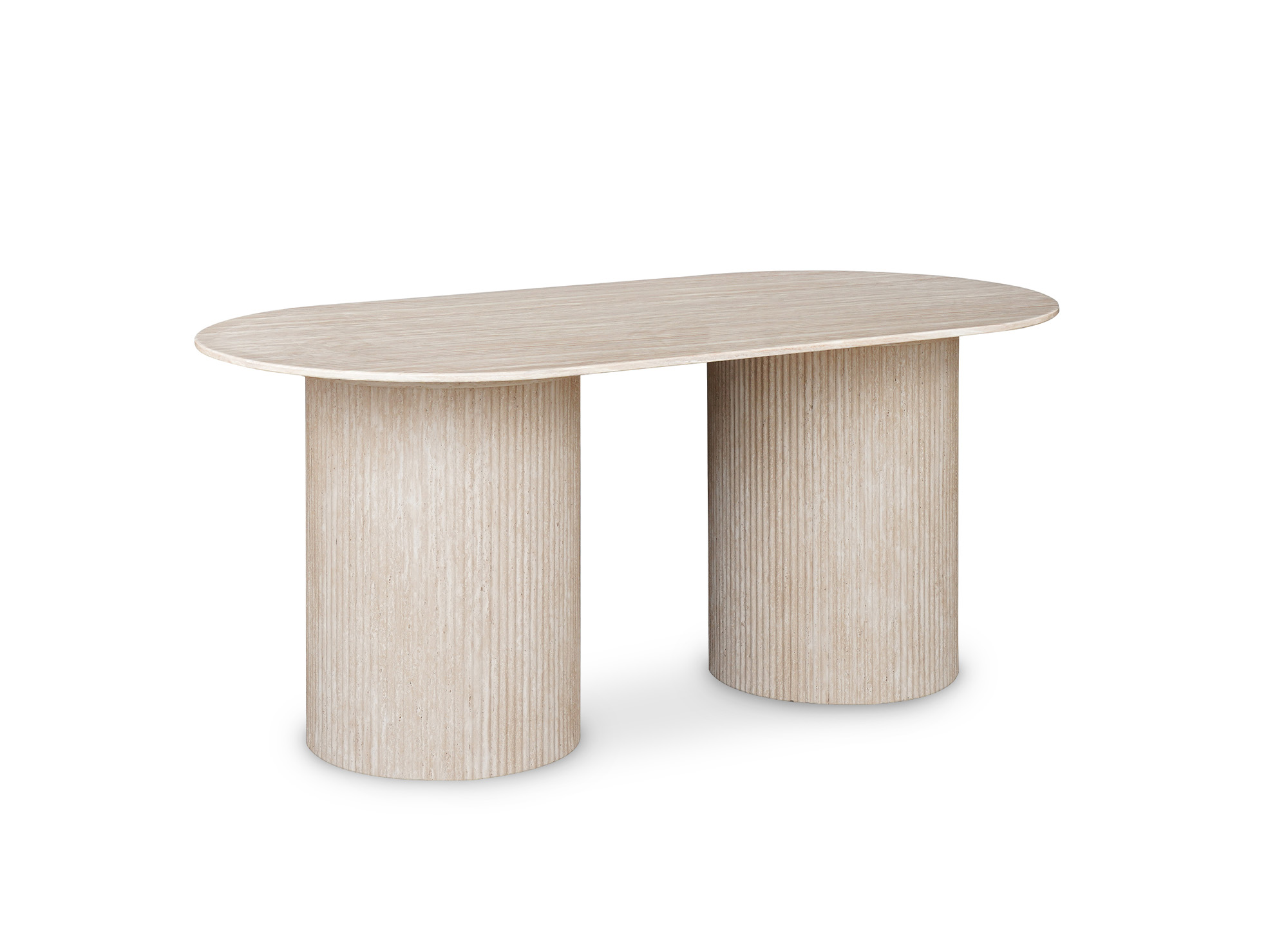 Table à manger ovale en marbre composite beige 6 personnes DHARA