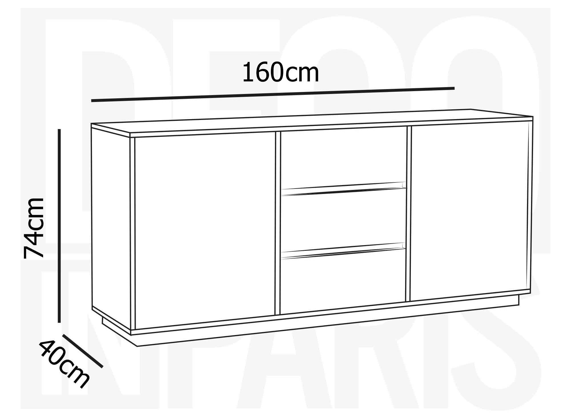 Buffet enfilade 3 tiroirs 2 portes en bois couleur chêne SACHA