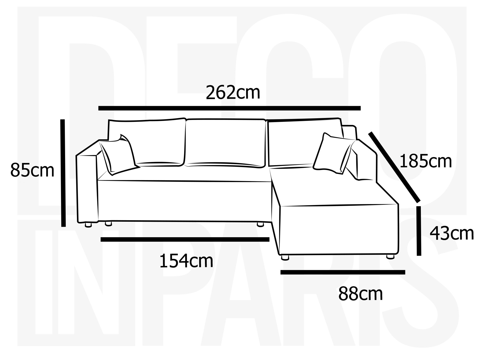 Canapé d'angle convertible réversible avec coffre en velours côtelé gris SYNA