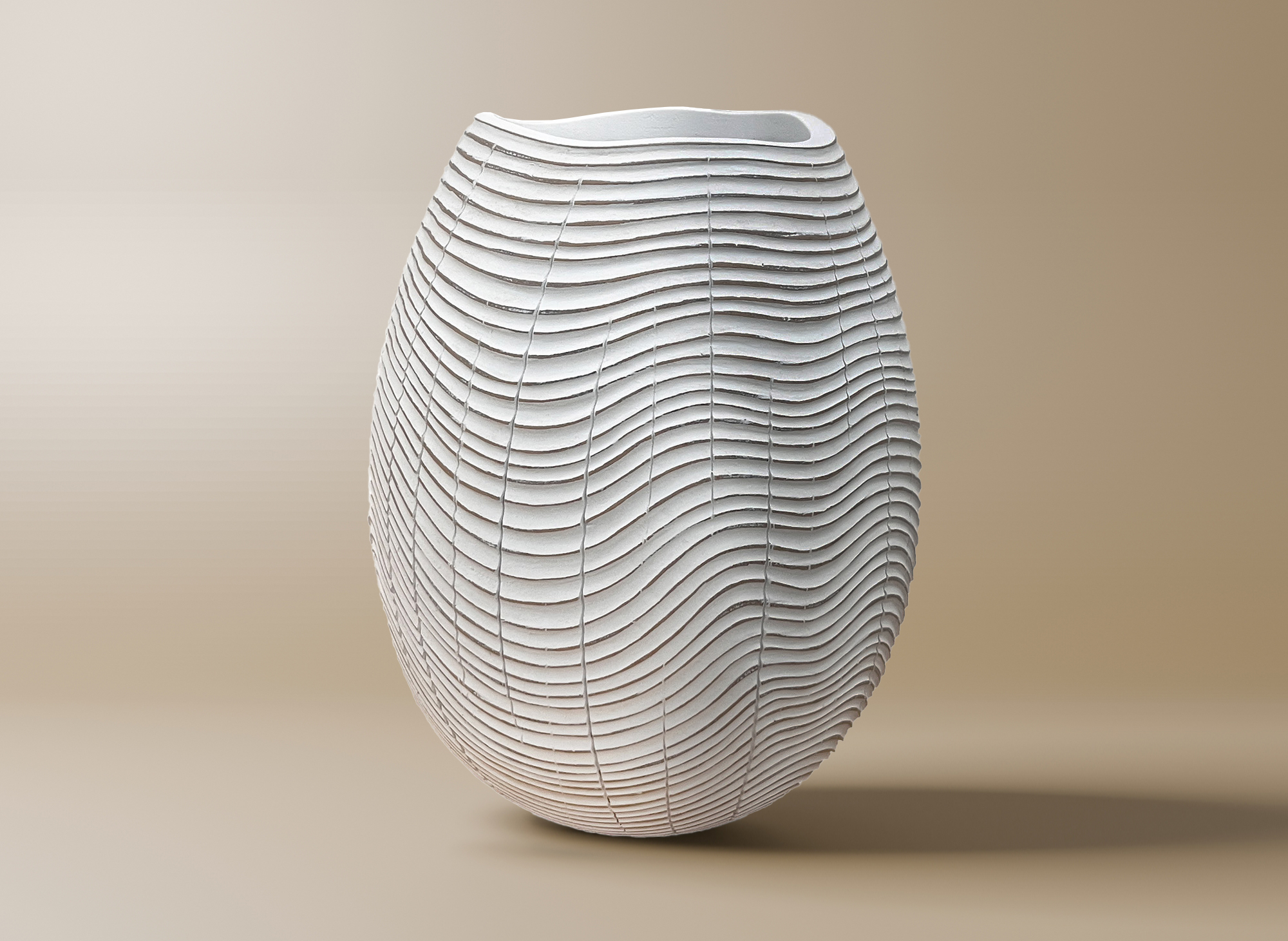 Vase boule en résine blanc H23 cm VAGUE