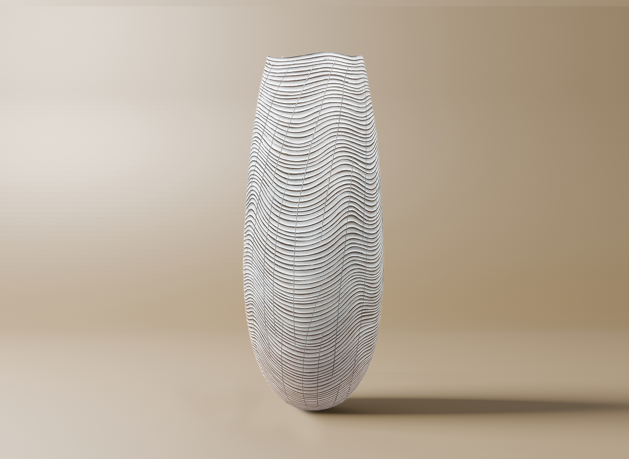 Vase design en résine blanc H51 cm VAGUE