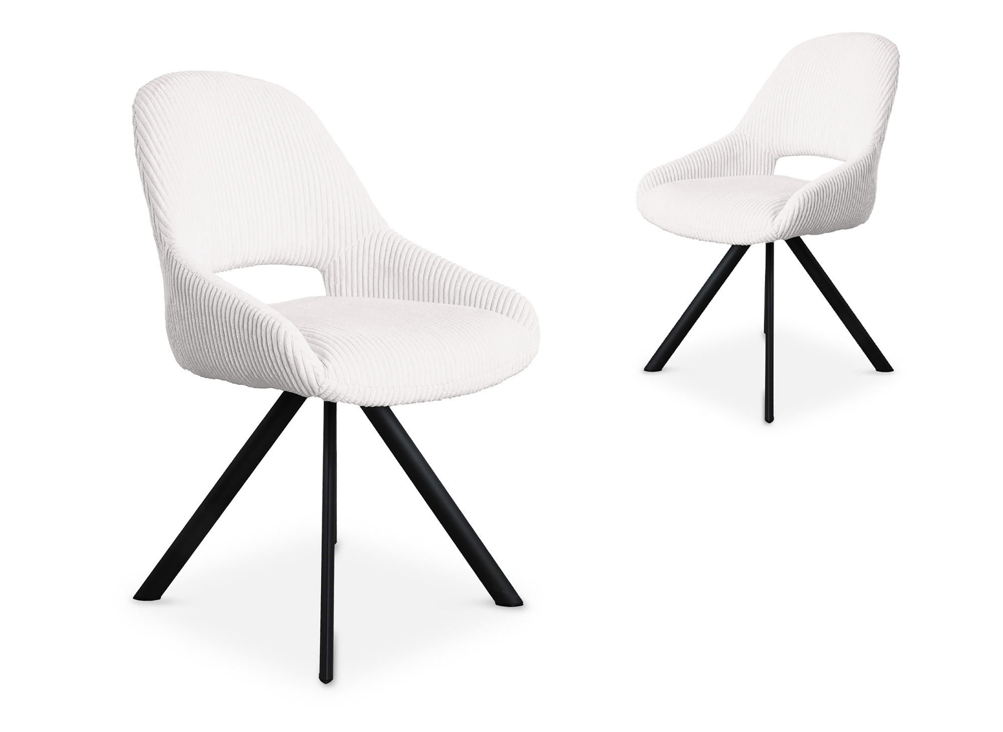 Lot de 2 chaises design en velours côtelé blanc écru SYRA