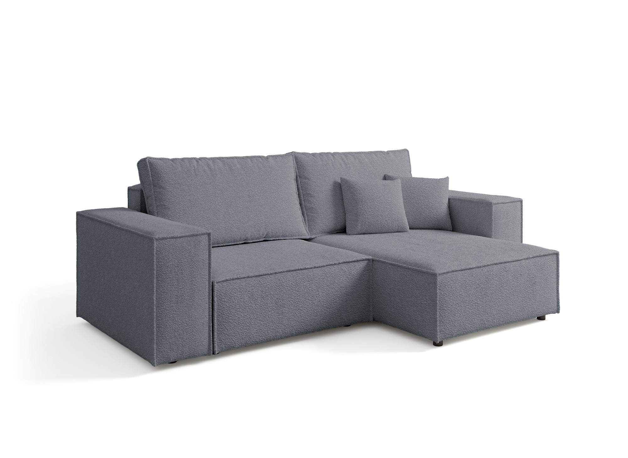 Canapé d'angle convertible et réversible avec coffre en tissu bouclette gris anthracite JADE MINI