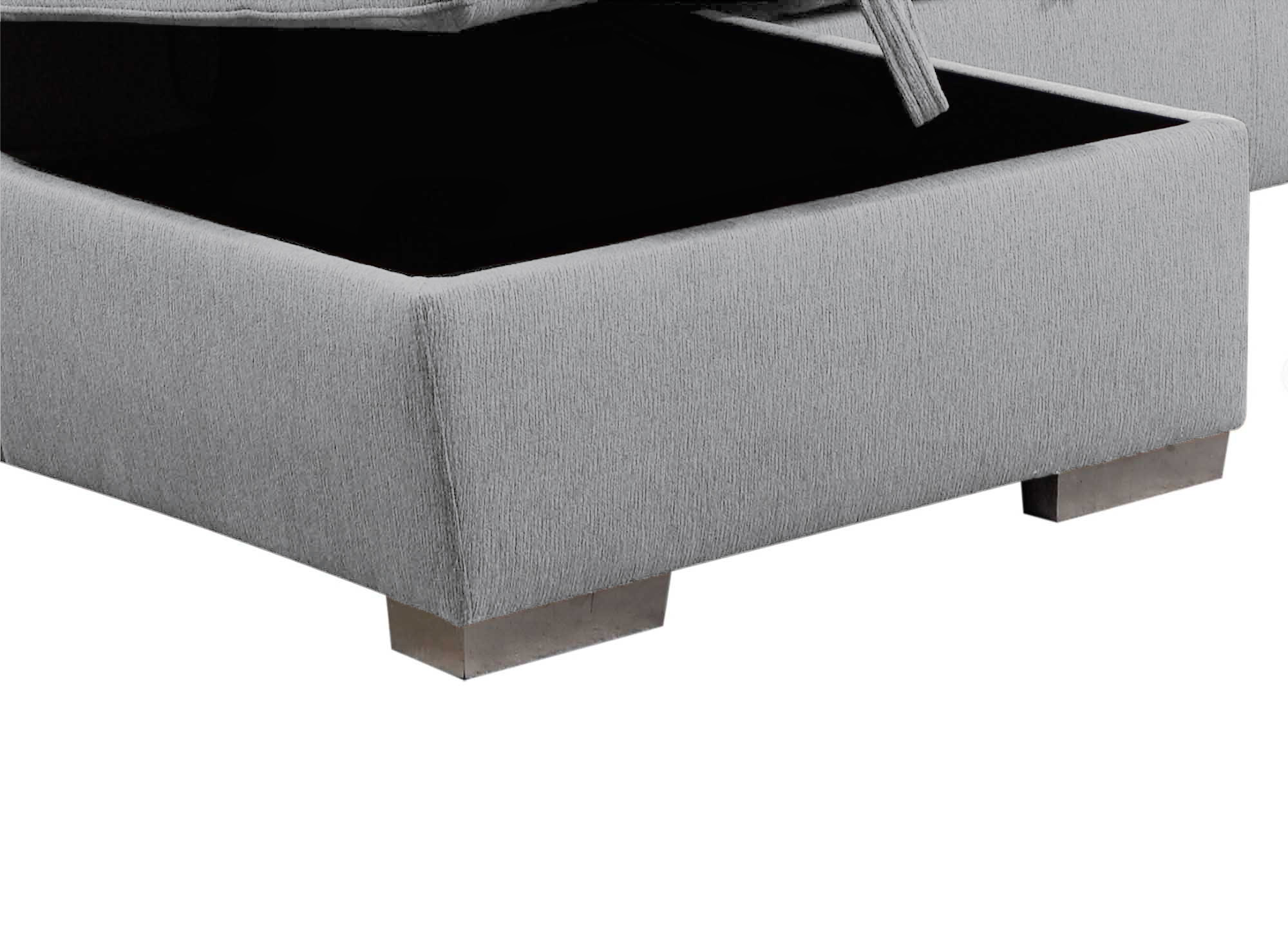 Canapé panoramique convertible coffre de rangement en tissu gris GAELLE - Angle Gauche