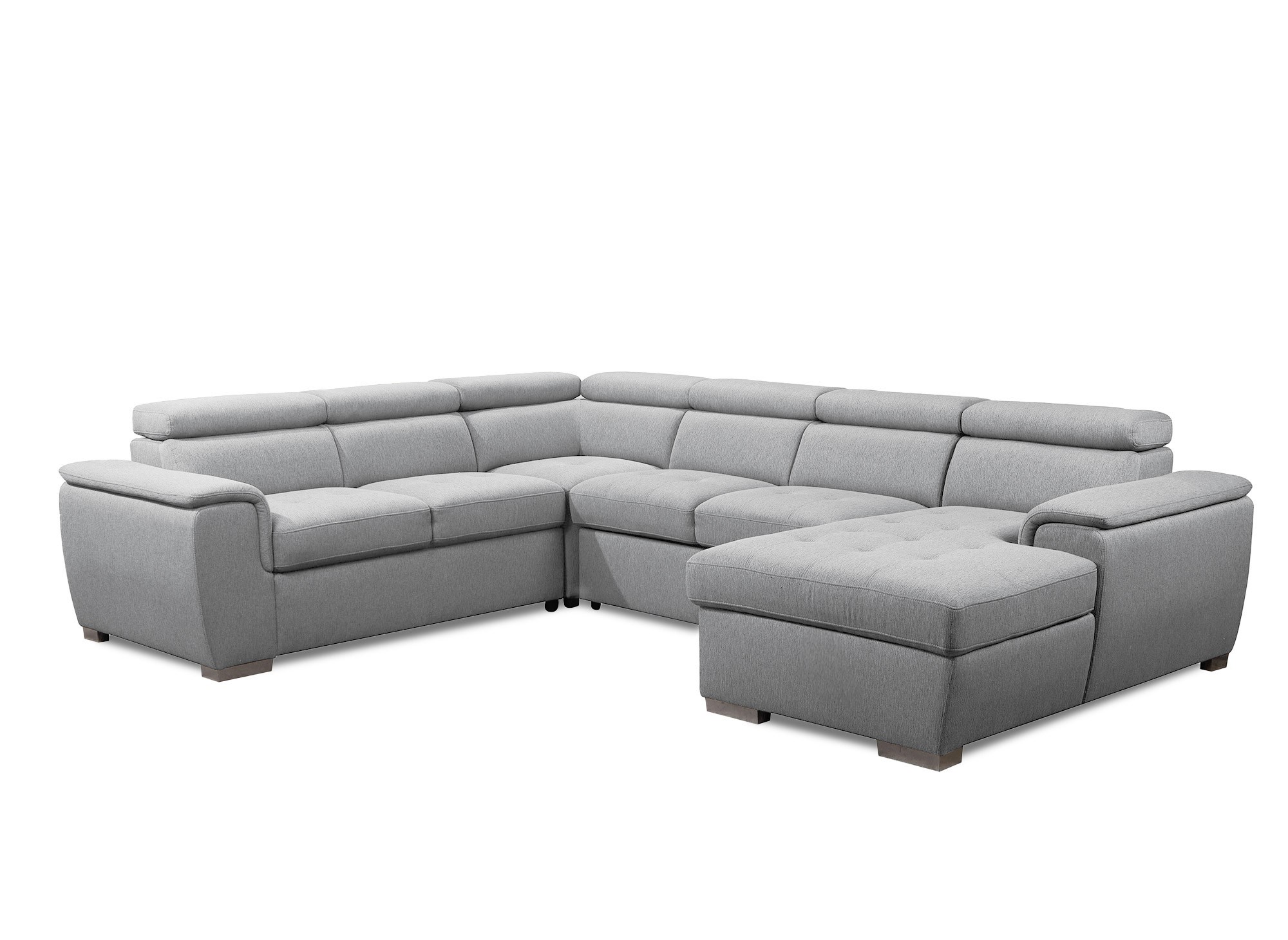 Canapé panoramique convertible coffre de rangement en tissu gris GAELLE - Angle Droit