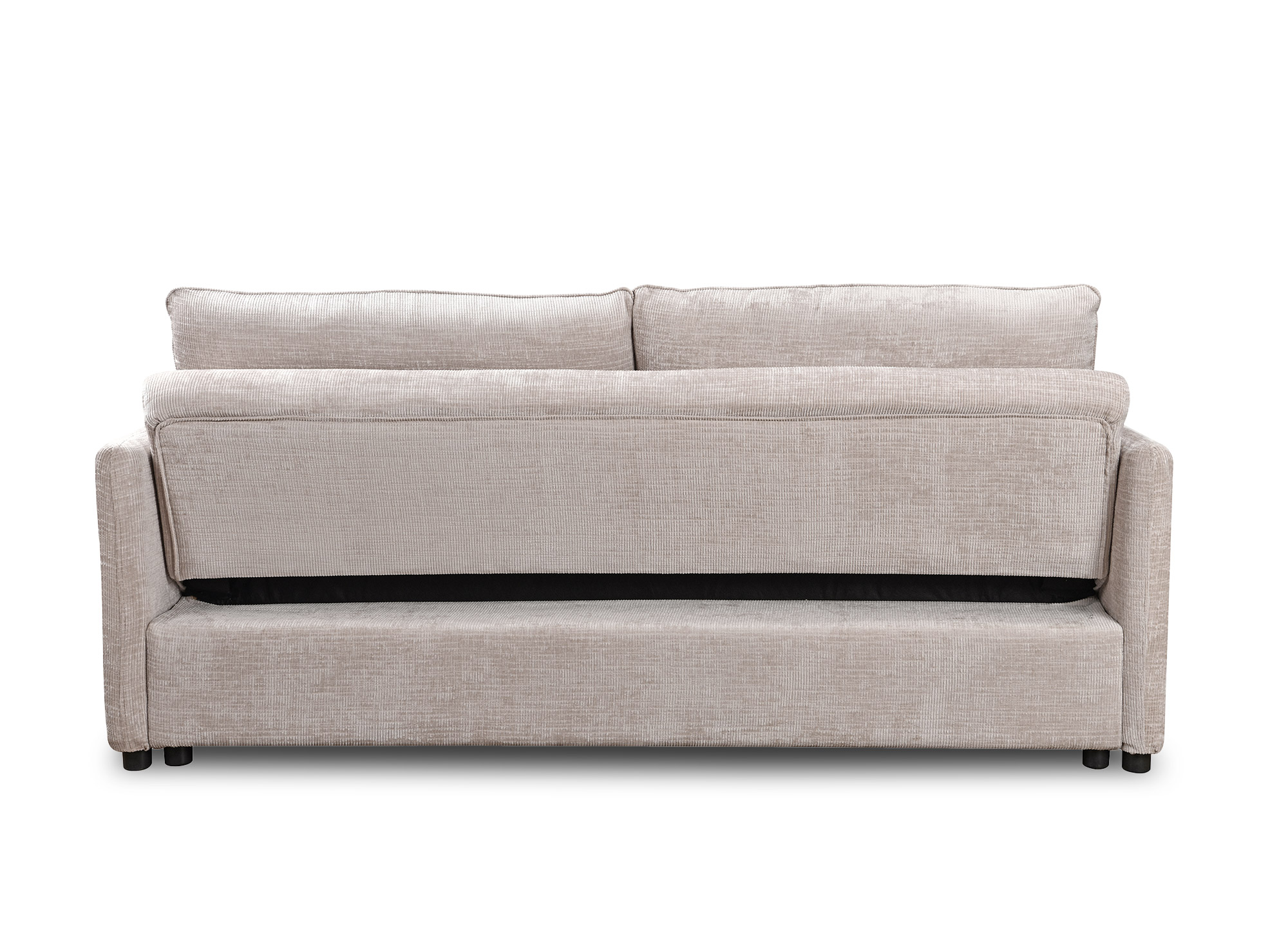 Canapé droit convertible 3 places en velours chiné beige LAMAR