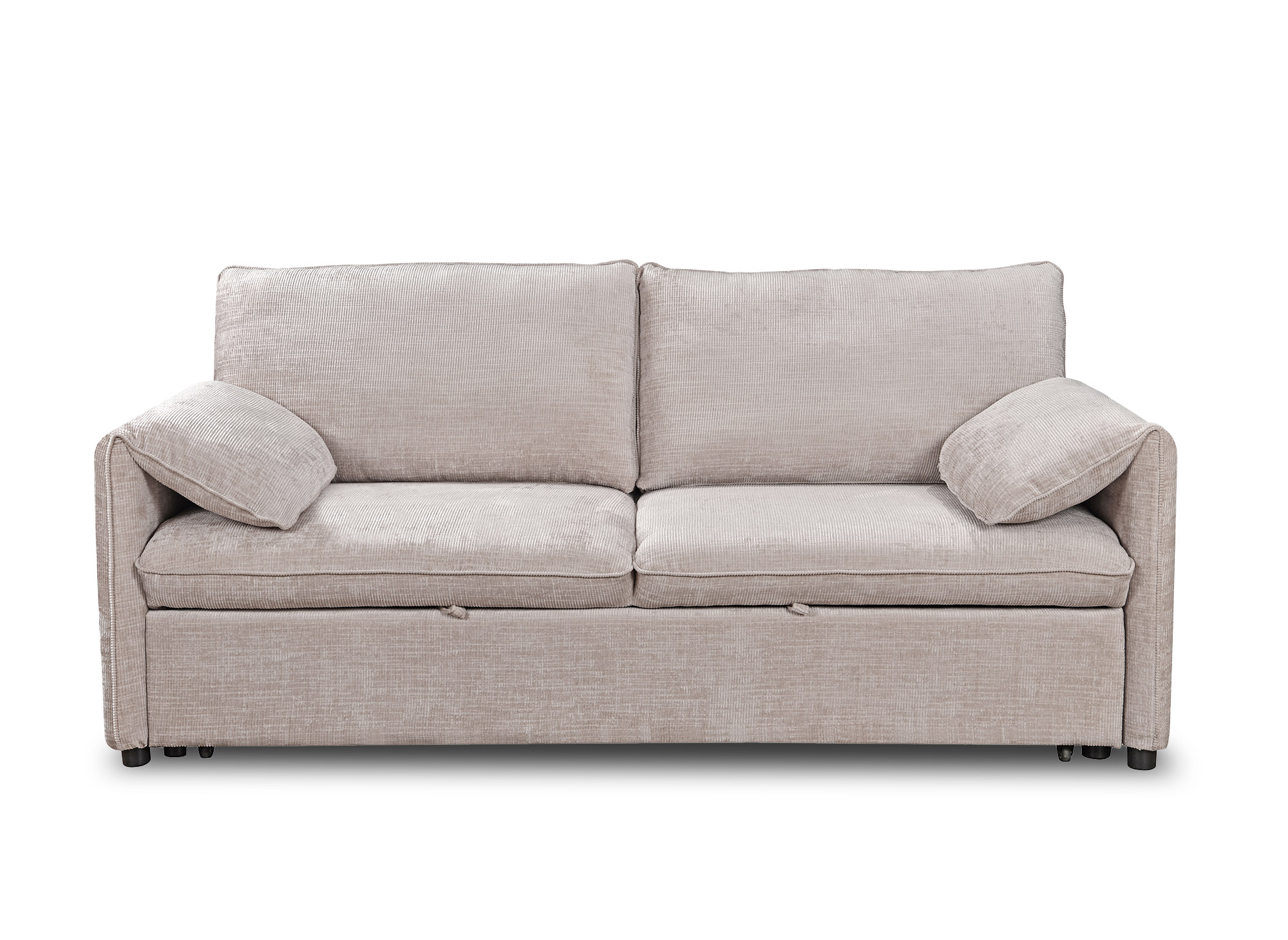 Canapé droit convertible 3 places en velours chiné beige LAMAR